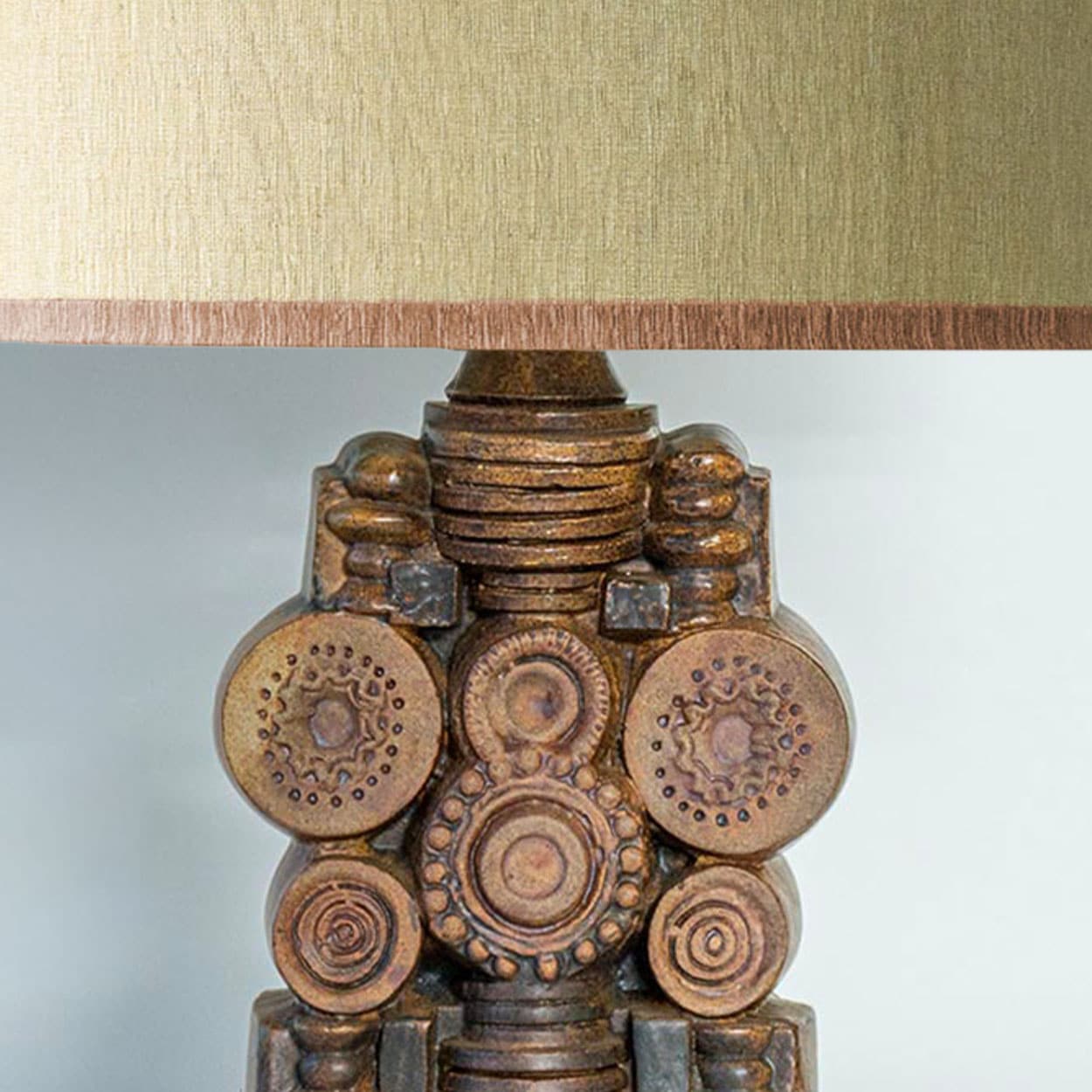 Ceramic Floor/Table Lamp B. Rooke, Beige Custom Made Lampshade by R. Houben