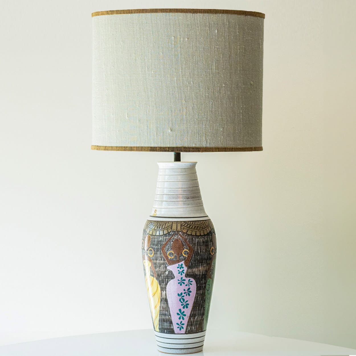 Multicolor Ceramic Lamp, Custom Made Lampshade by R. Houben