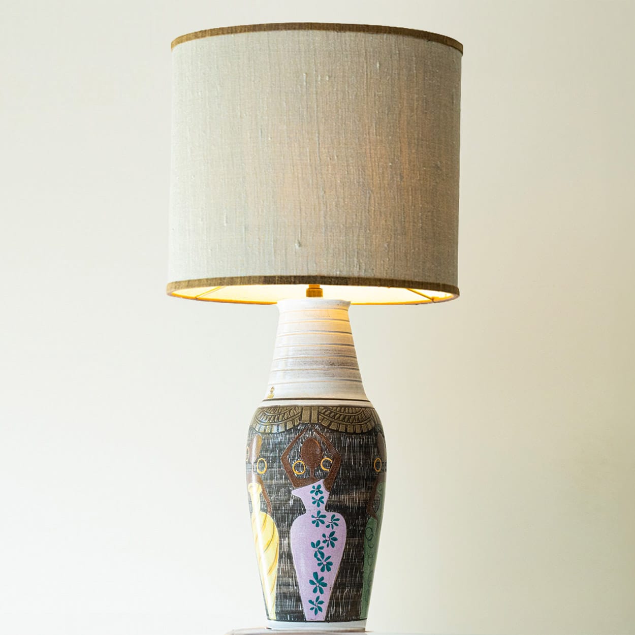 Multicolor Ceramic Lamp, Custom Made Lampshade by R. Houben