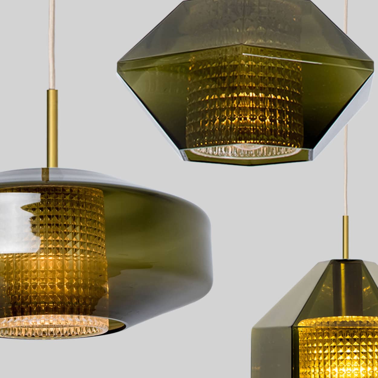 Set of 3 Green Glass Pendants by Carl Fagerlund for Orrefors, 1960s