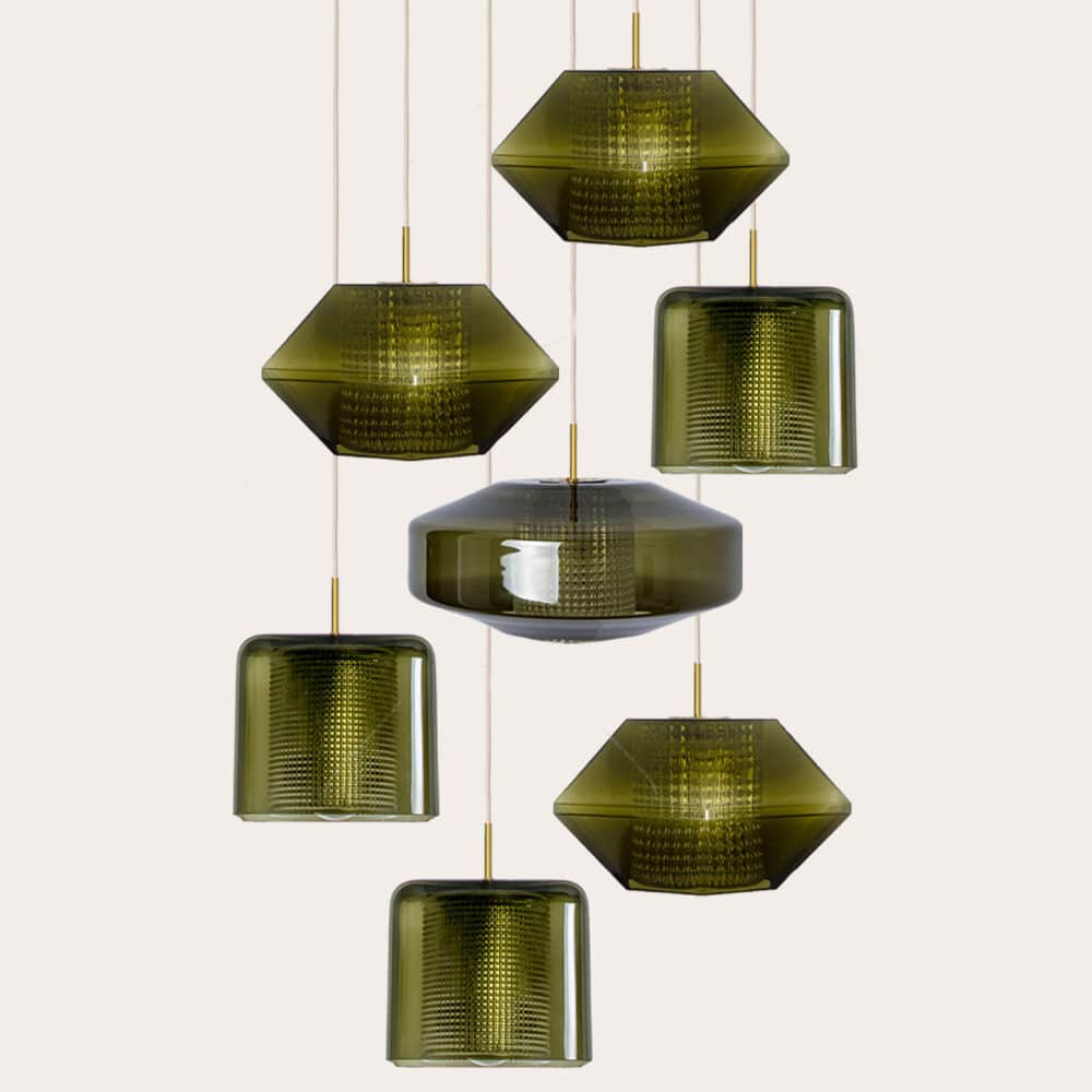 1 of the 7 Green Glass Pendants by Carl Fagerlund for Orrefors, 1960s