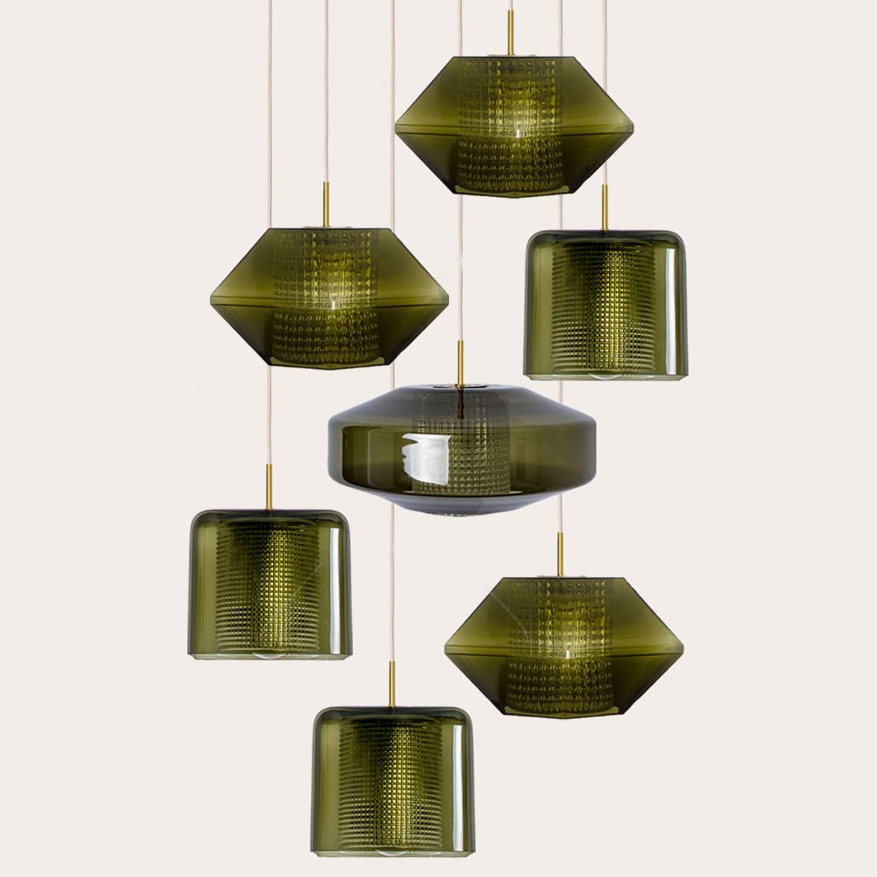 1 of the 7 Green Glass Pendants by Carl Fagerlund for Orrefors, 1960s