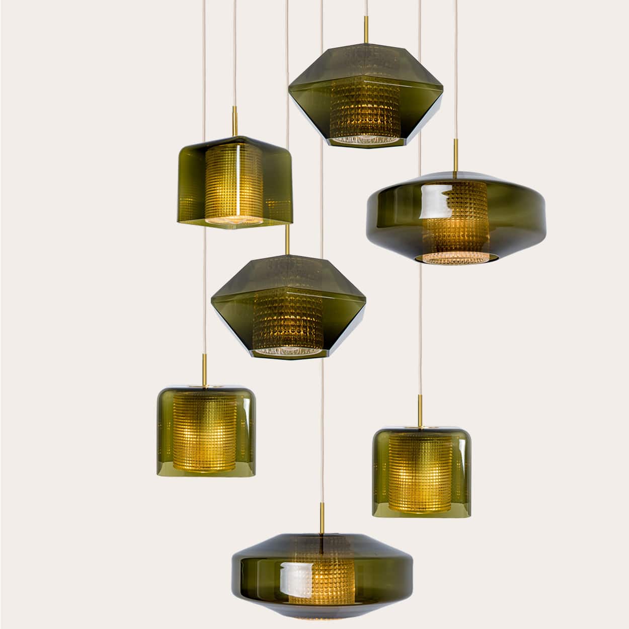1 of the 7 Green Glass Pendants by Carl Fagerlund for Orrefors, 1960s