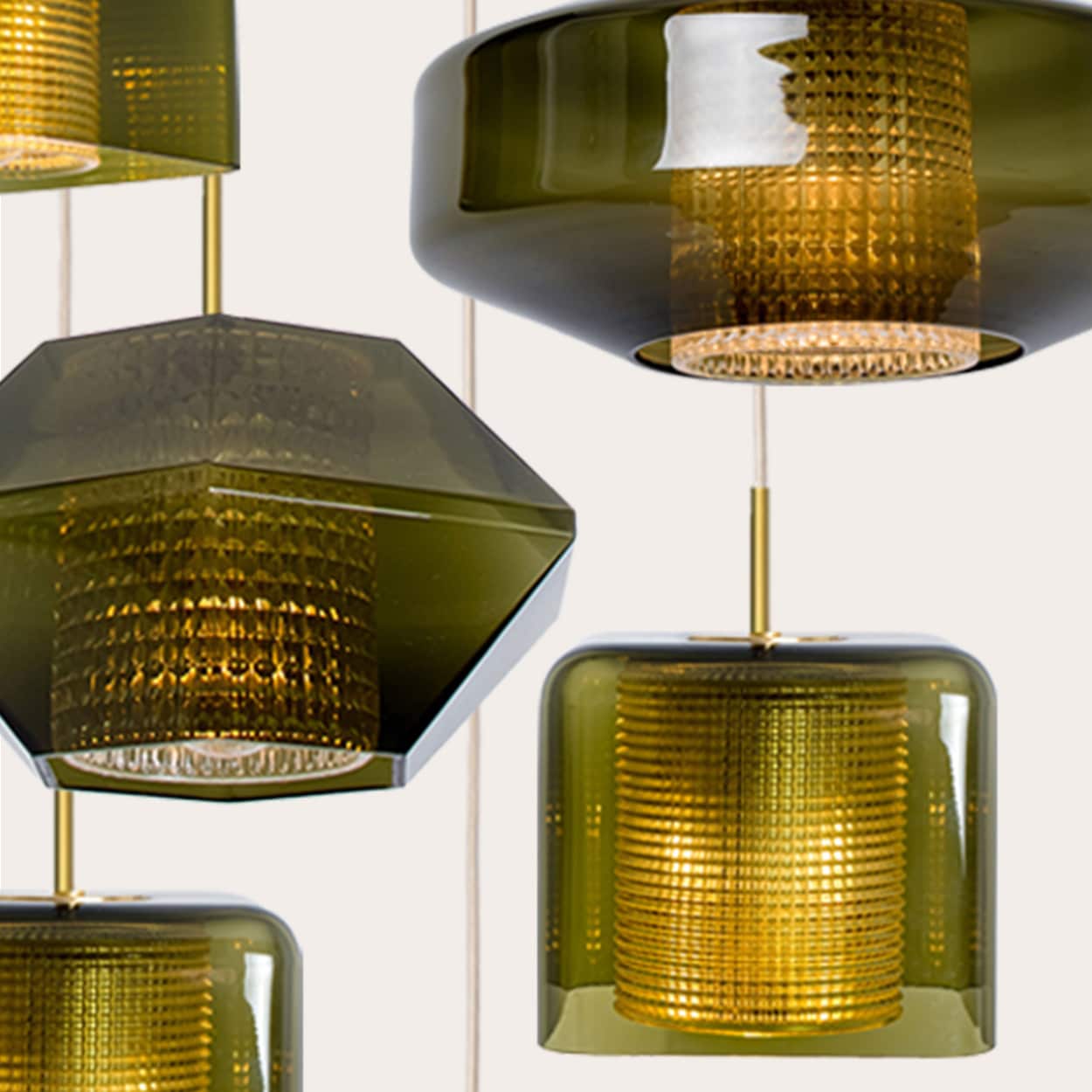1 of the 7 Green Glass Pendants by Carl Fagerlund for Orrefors, 1960s