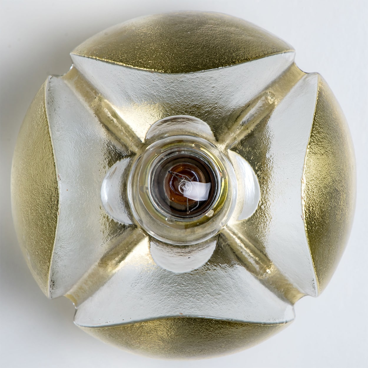 Pair of Flower Wall Lights, Brass and Glass by Sische, 1970s, Germany