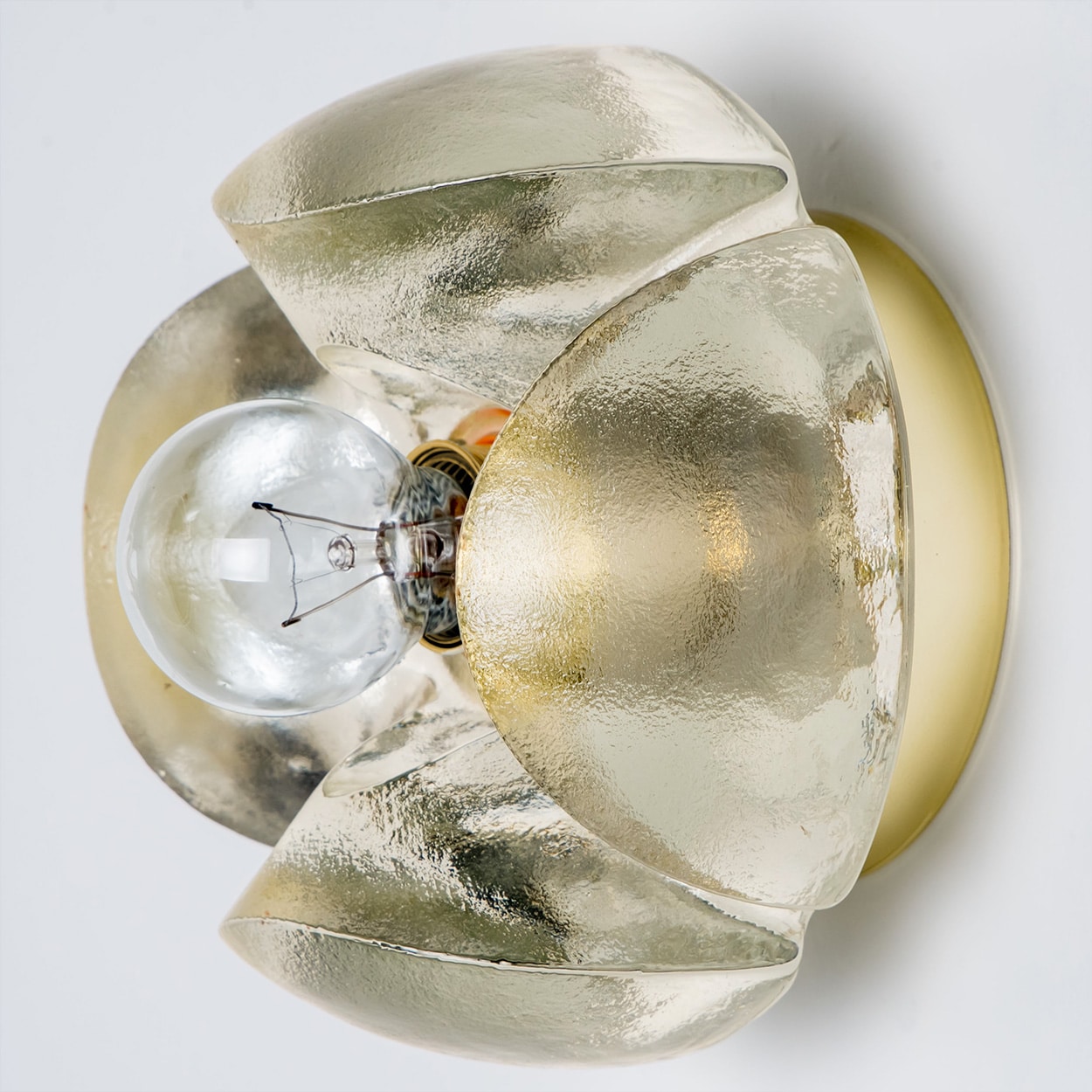 Pair of Flower Wall Lights, Brass and Glass by Sische, 1970s, Germany