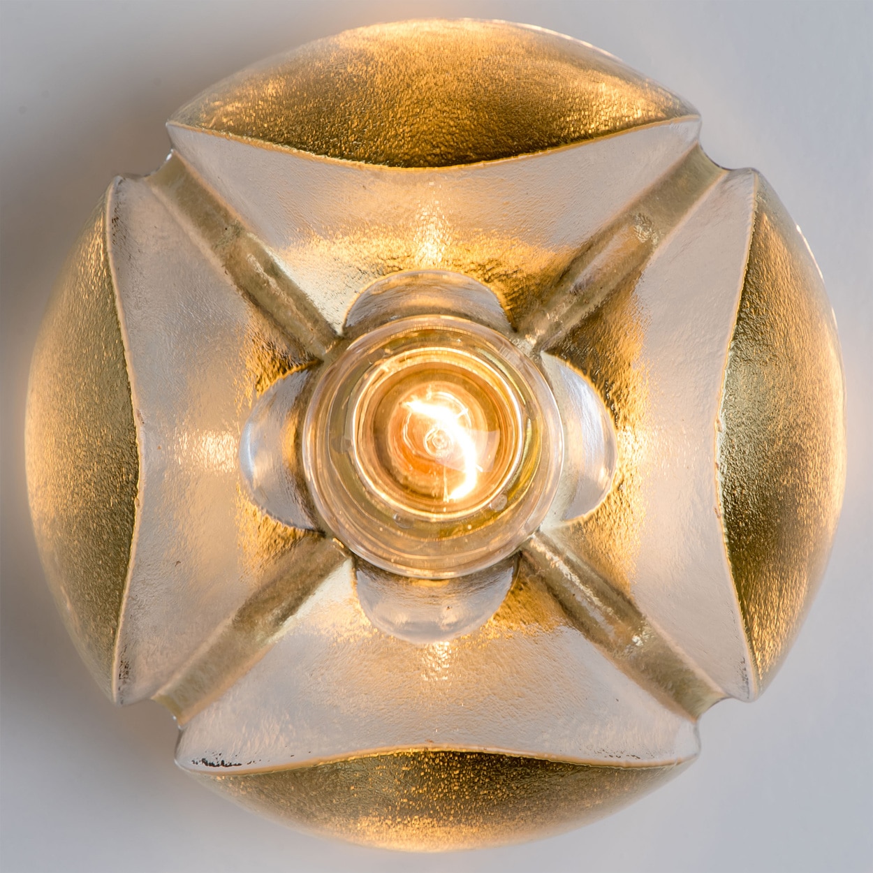 Pair of Flower Wall Lights, Brass and Glass by Sische, 1970s, Germany
