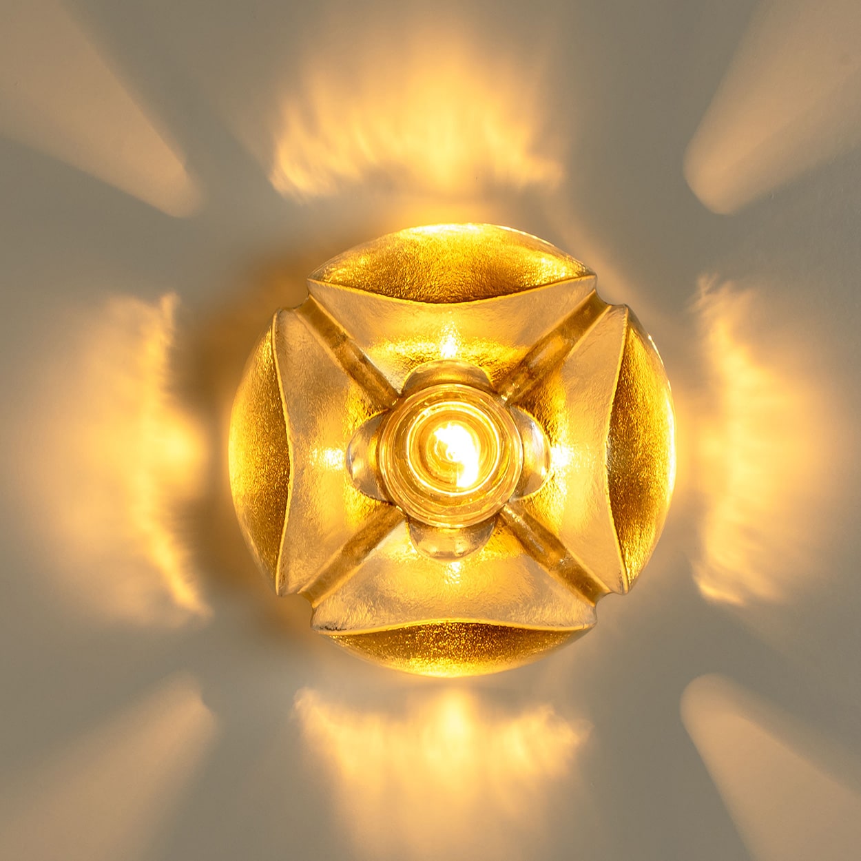 Pair of Flower Wall Lights, Brass and Glass by Sische, 1970s, Germany