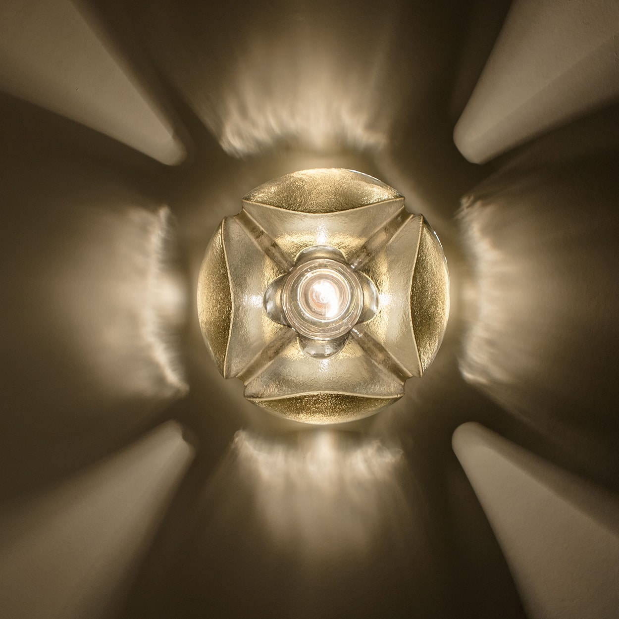 Pair of Flower Wall Lights, Brass and Glass by Sische, 1970s, Germany