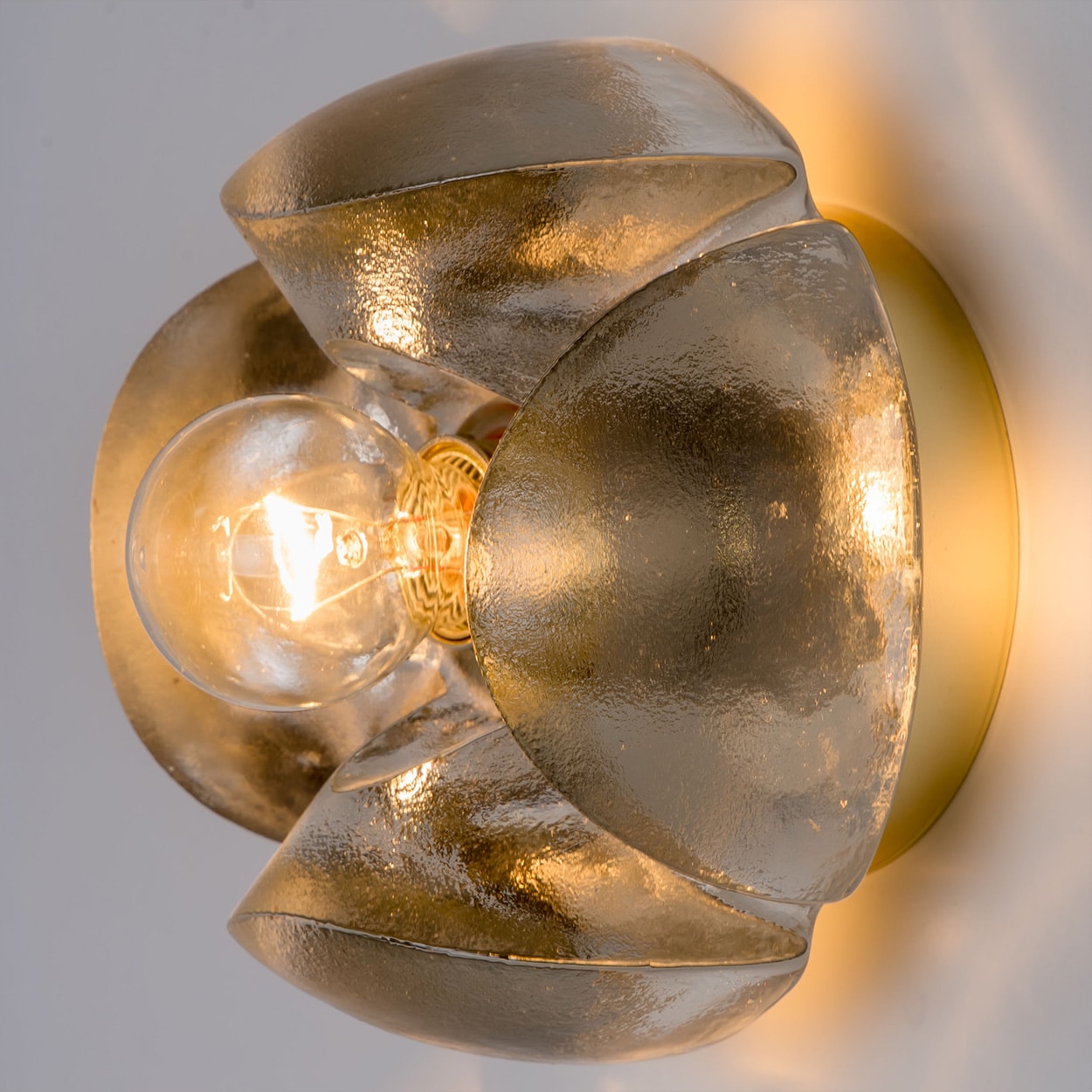 Pair of Flower Wall Lights, Brass and Glass by Sische, 1970s, Germany