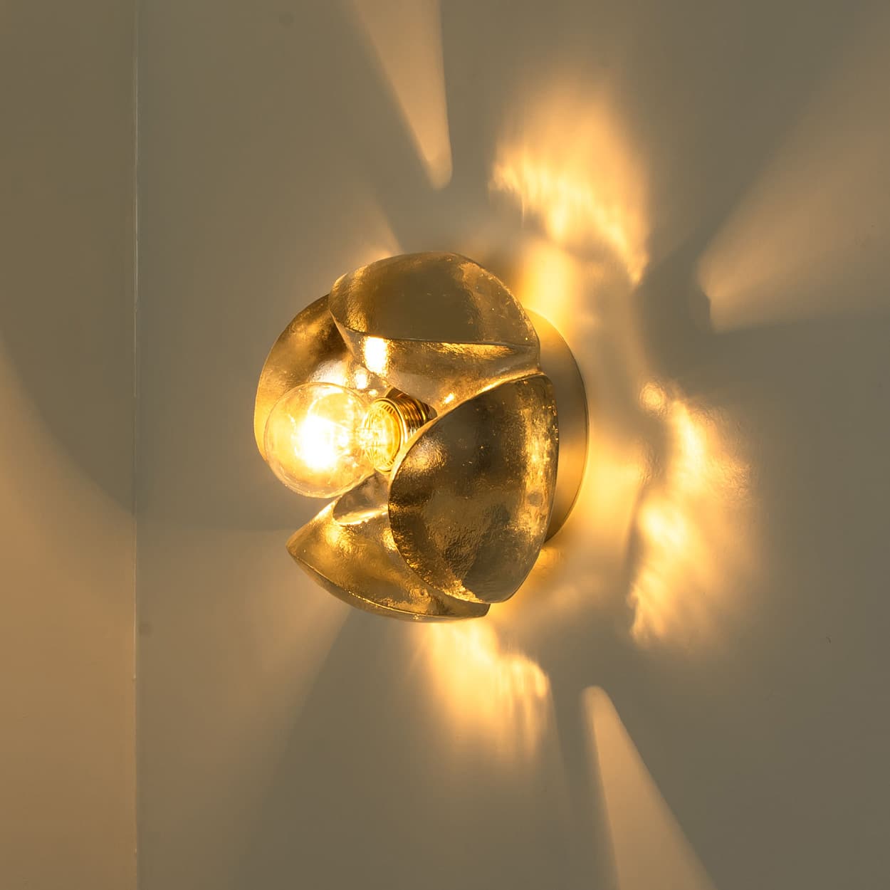 Pair of Flower Wall Lights, Chrome and Glass by Sische, 1970s, Germany