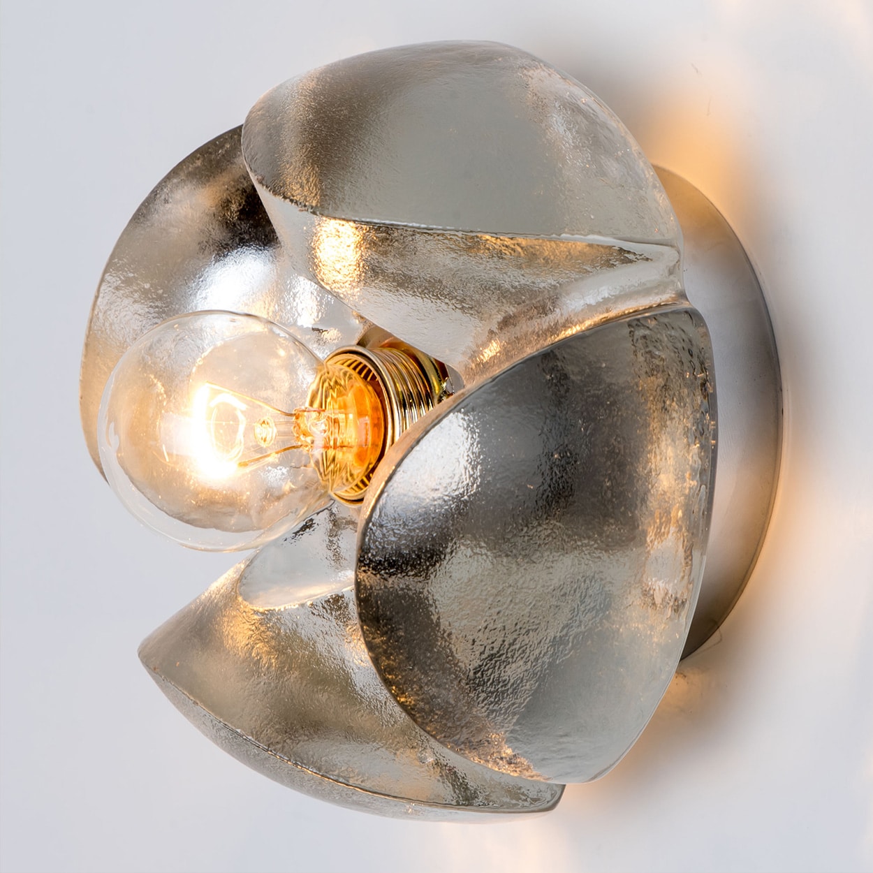Pair of Flower Wall Lights, Chrome and Glass by Sische, 1970s, Germany