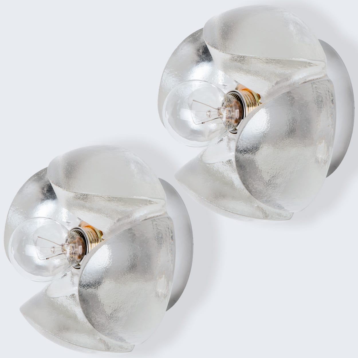 Pair of Flower Wall Lights, Chrome and Glass by Sische, 1970s, Germany