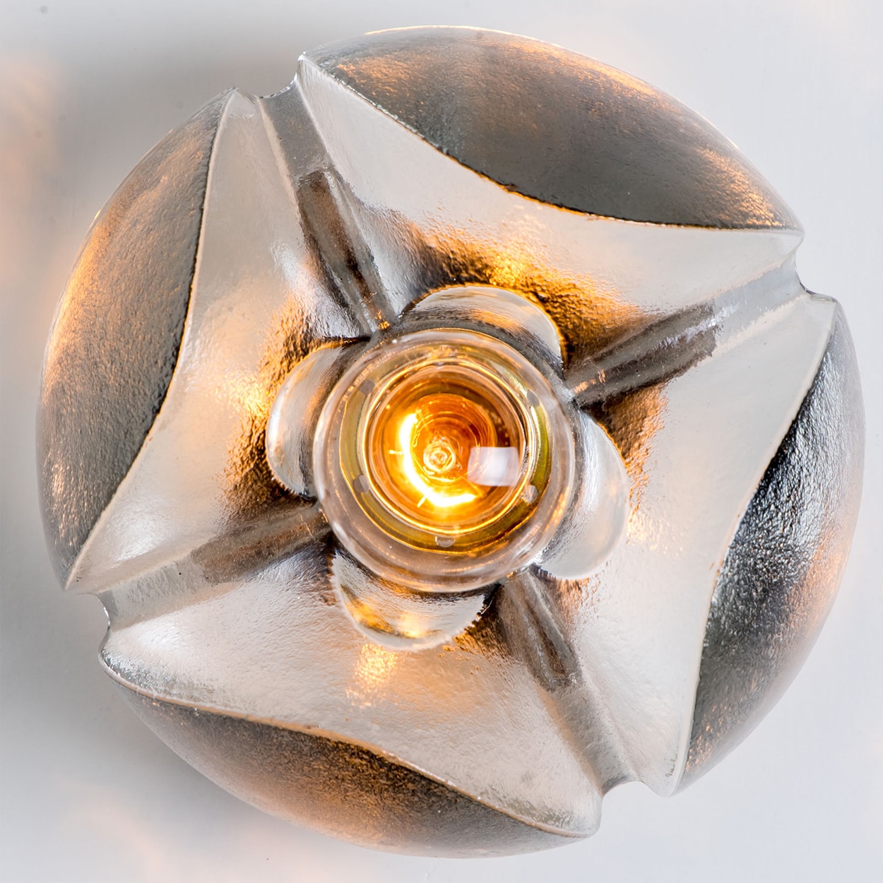 Pair of Flower Wall Lights, Chrome and Glass by Sische, 1970s, Germany