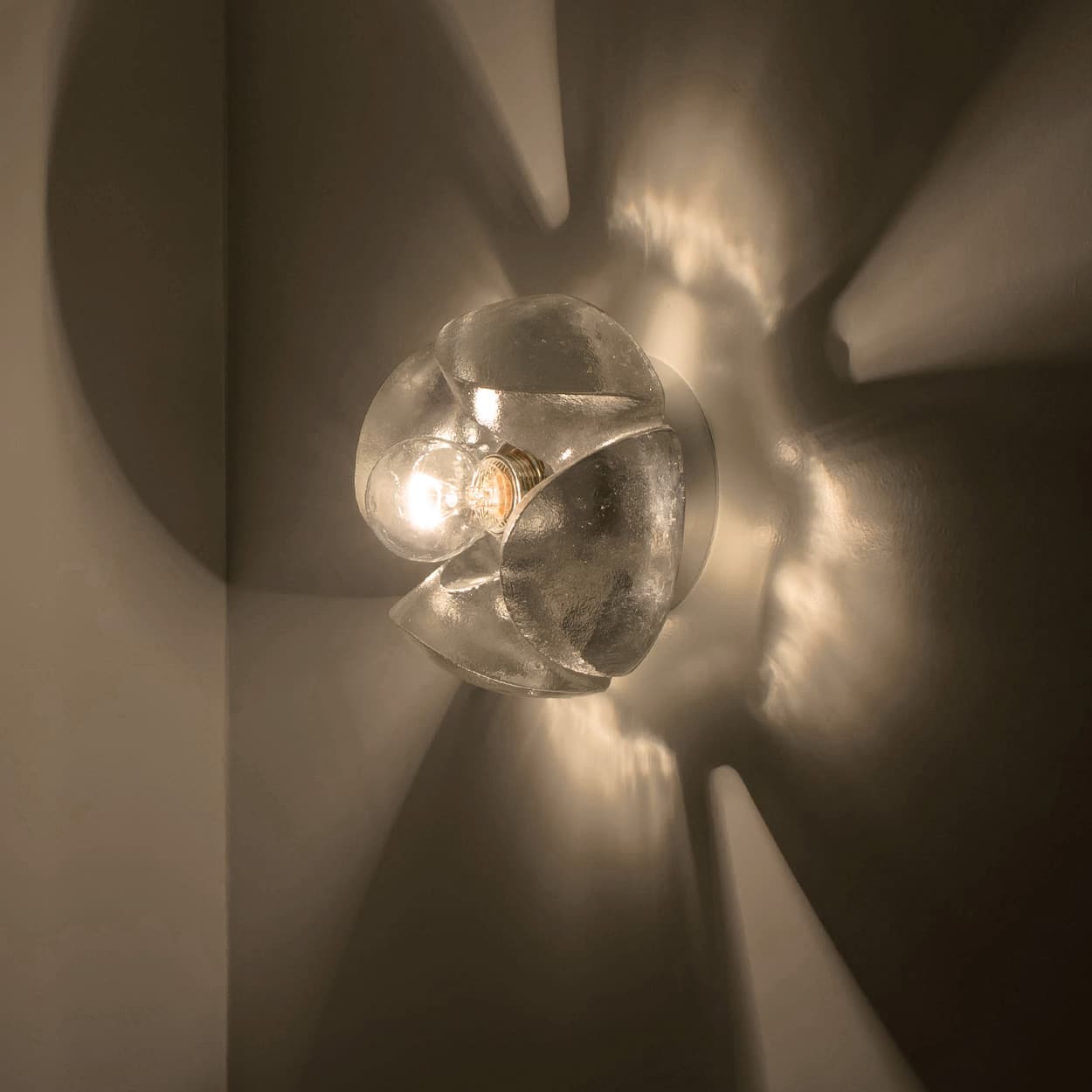 Pair of Flower Wall Lights, Chrome and Glass by Sische, 1970s, Germany