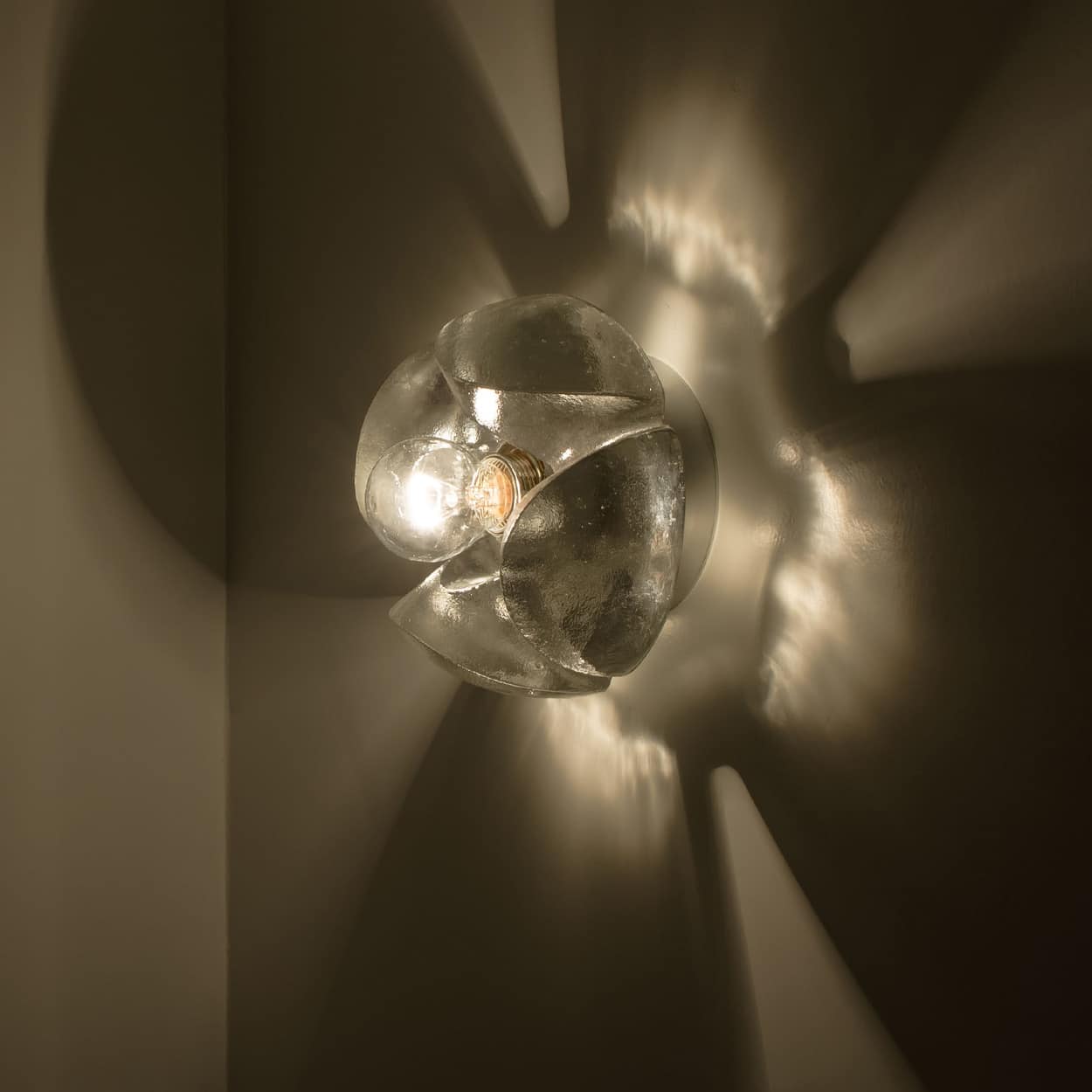 Pair of Flower Wall Lights, Chrome and Glass by Sische, 1970s, Germany