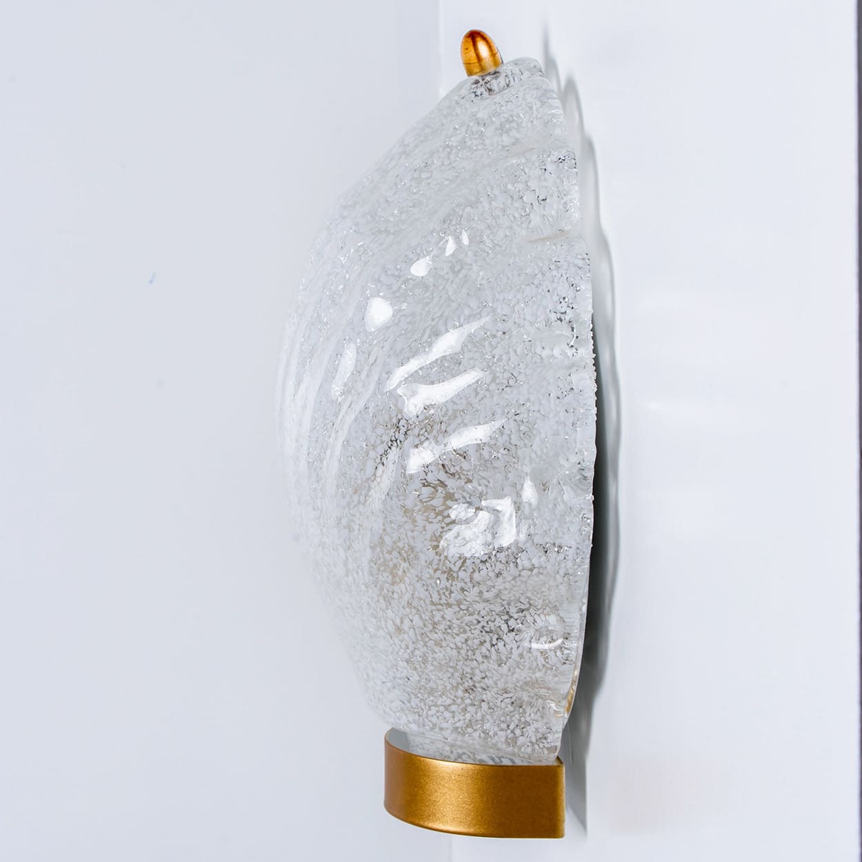 Pair of Shell Shaped Brass and Glass Wall Lights, Limburg, Germany