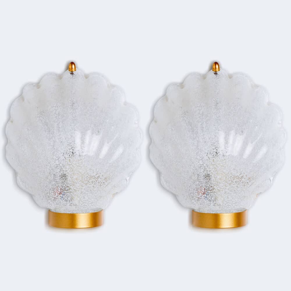 Pair of Shell Shaped Brass and Glass Wall Lights, Limburg, Germany