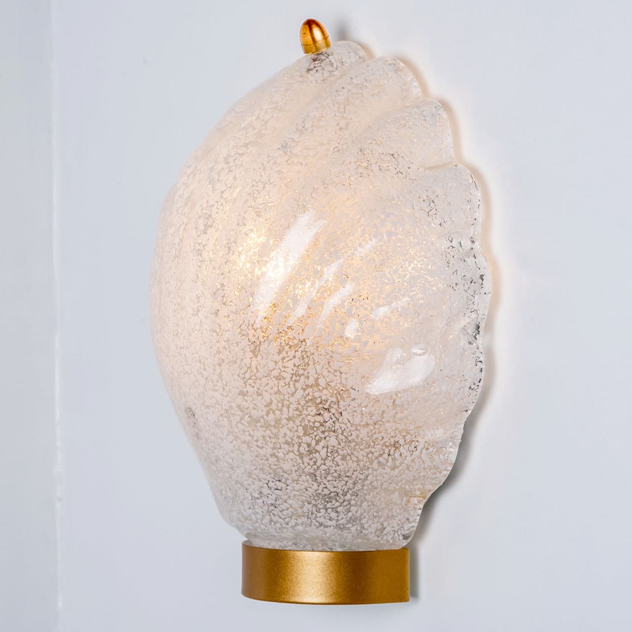 Pair of Shell Shaped Brass and Glass Wall Lights, Limburg, Germany