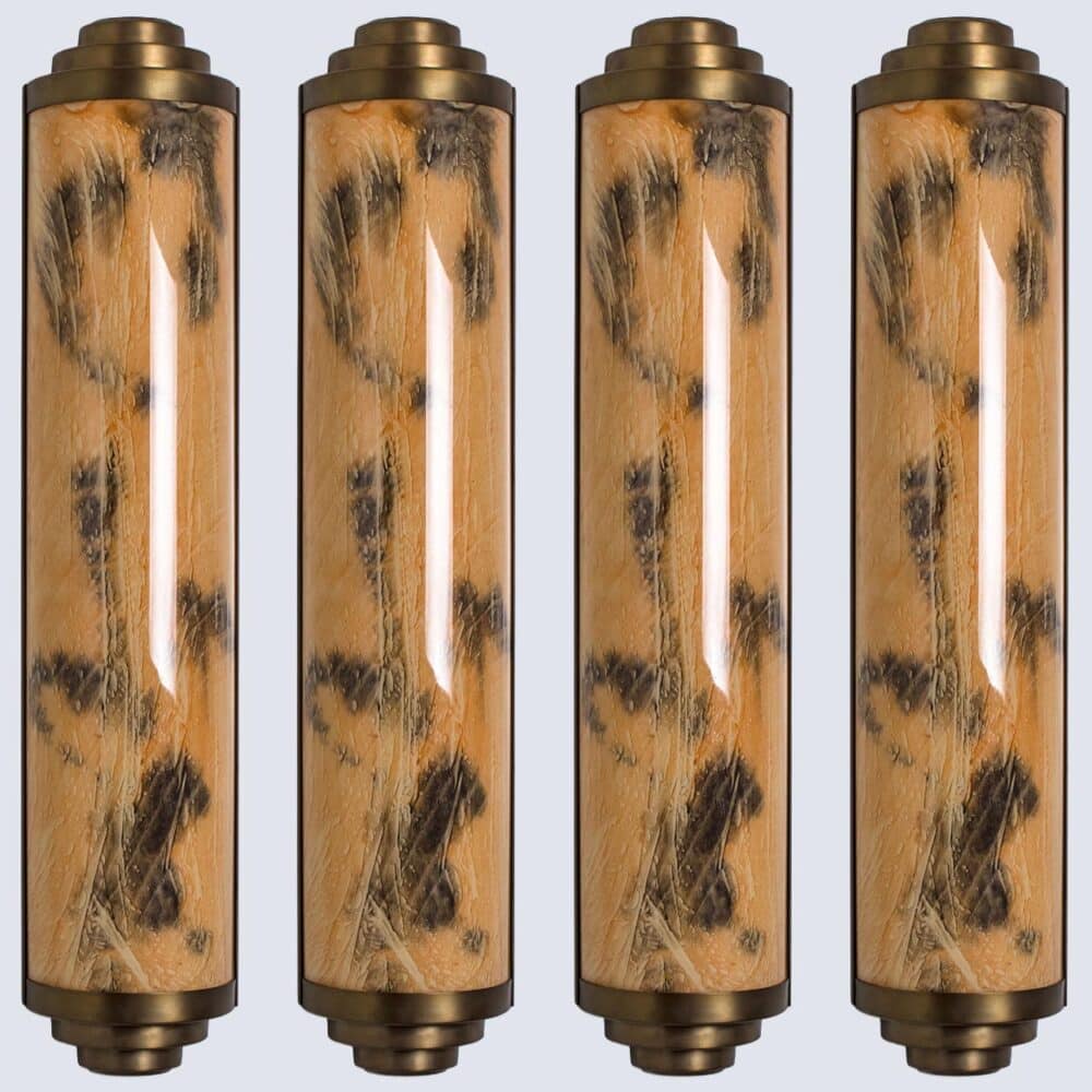 1 of the 4 Thin Art Deco Marble Colored Opal Glass Wall Lights, 1960