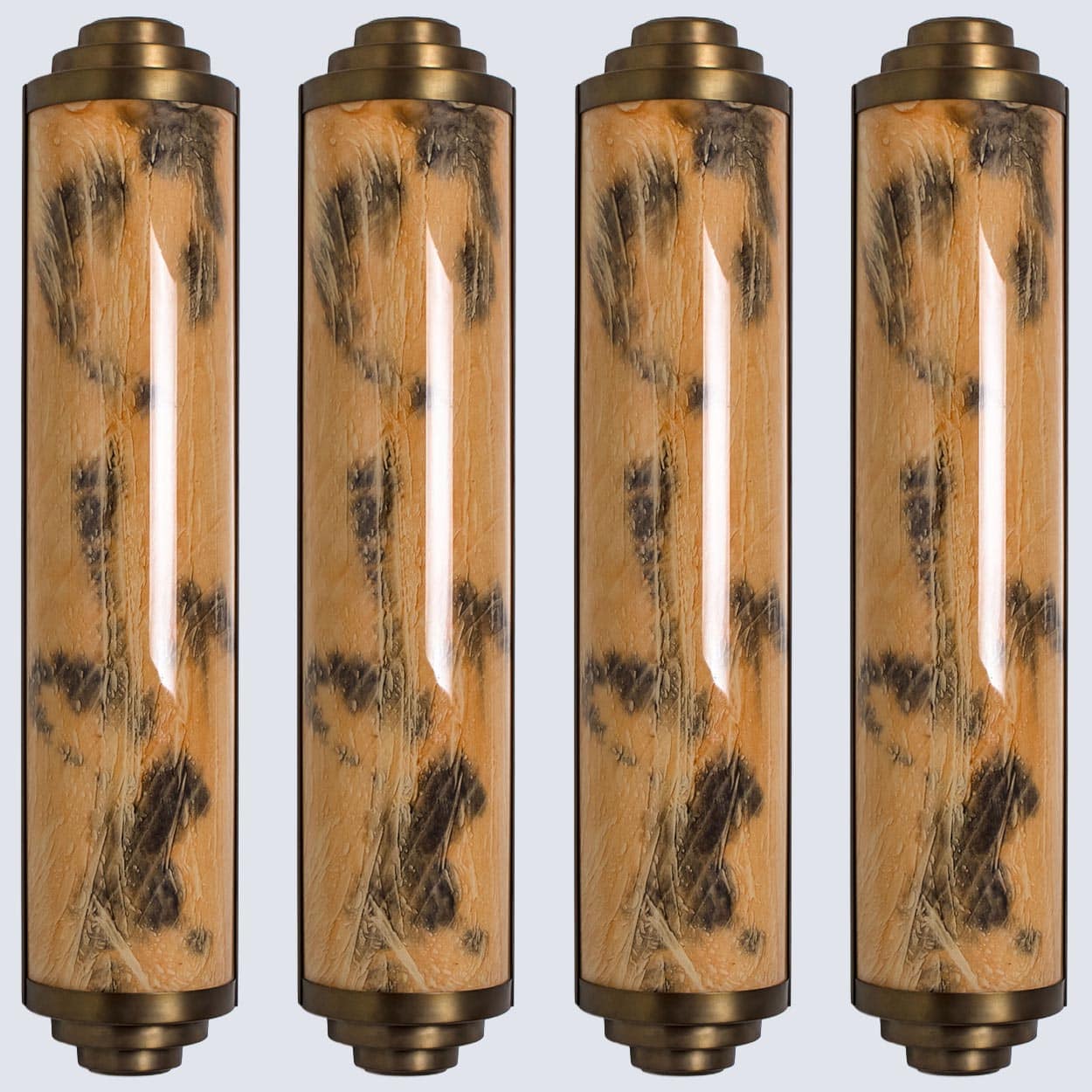 1 of the 4 Thin Art Deco Marble Colored Opal Glass Wall Lights, 1960