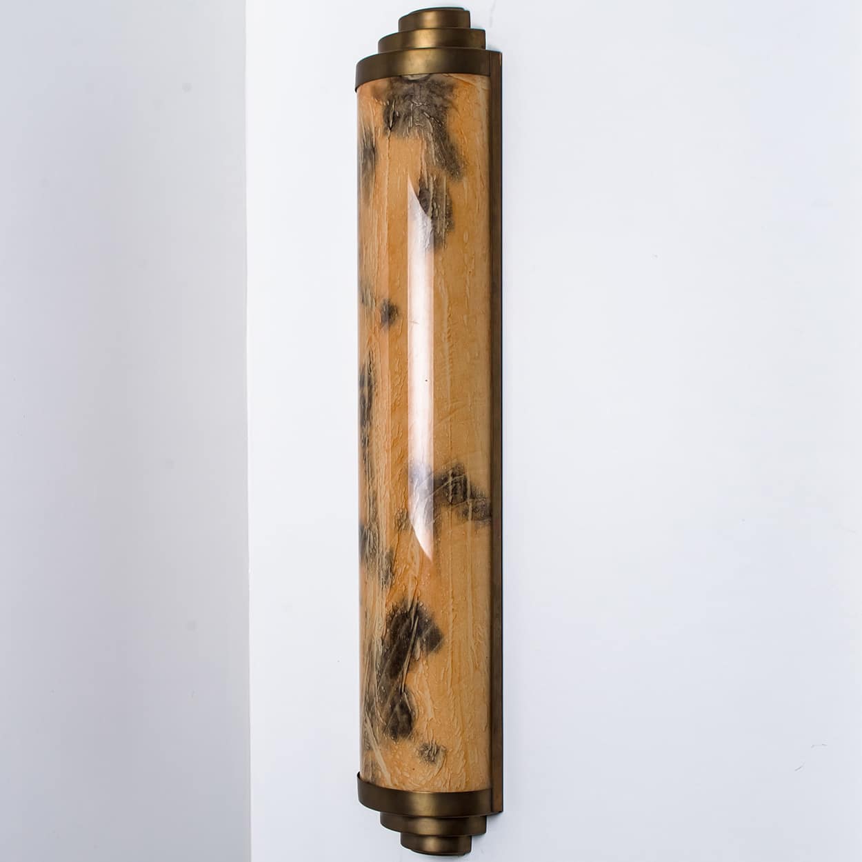 1 of the 4 Thin Art Deco Marble Colored Opal Glass Wall Lights, 1960