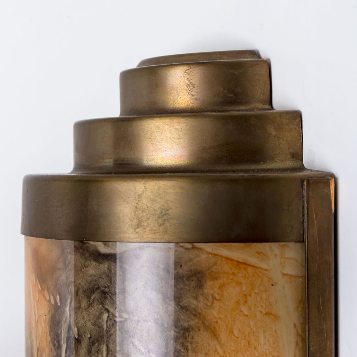 1 of the 4 Thin Art Deco Marble Colored Opal Glass Wall Lights, 1960