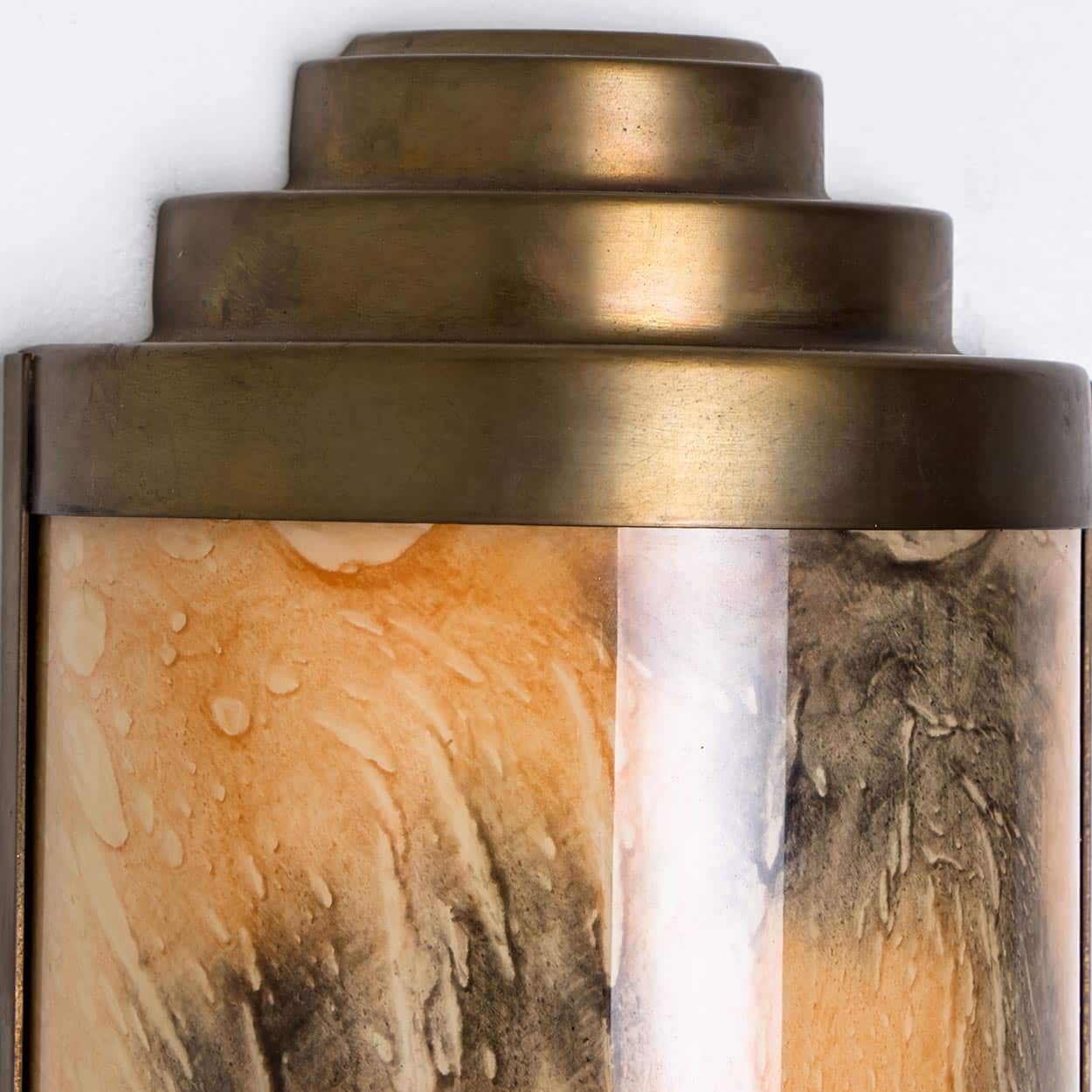 1 of the 4 Thin Art Deco Marble Colored Opal Glass Wall Lights, 1960
