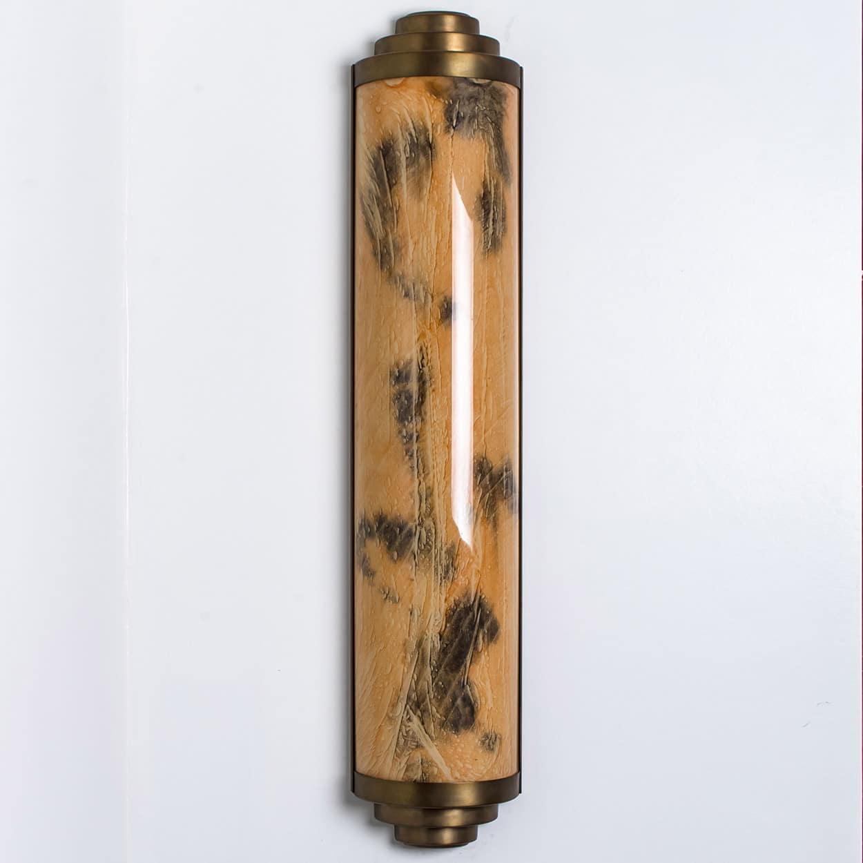 1 of the 4 Thin Art Deco Marble Colored Opal Glass Wall Lights, 1960