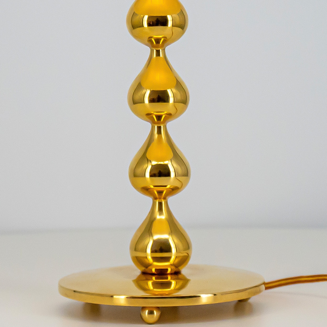 Pair of Asmussen 24 carat Gold plated Drops Table Lamps with Pleated Lampshade