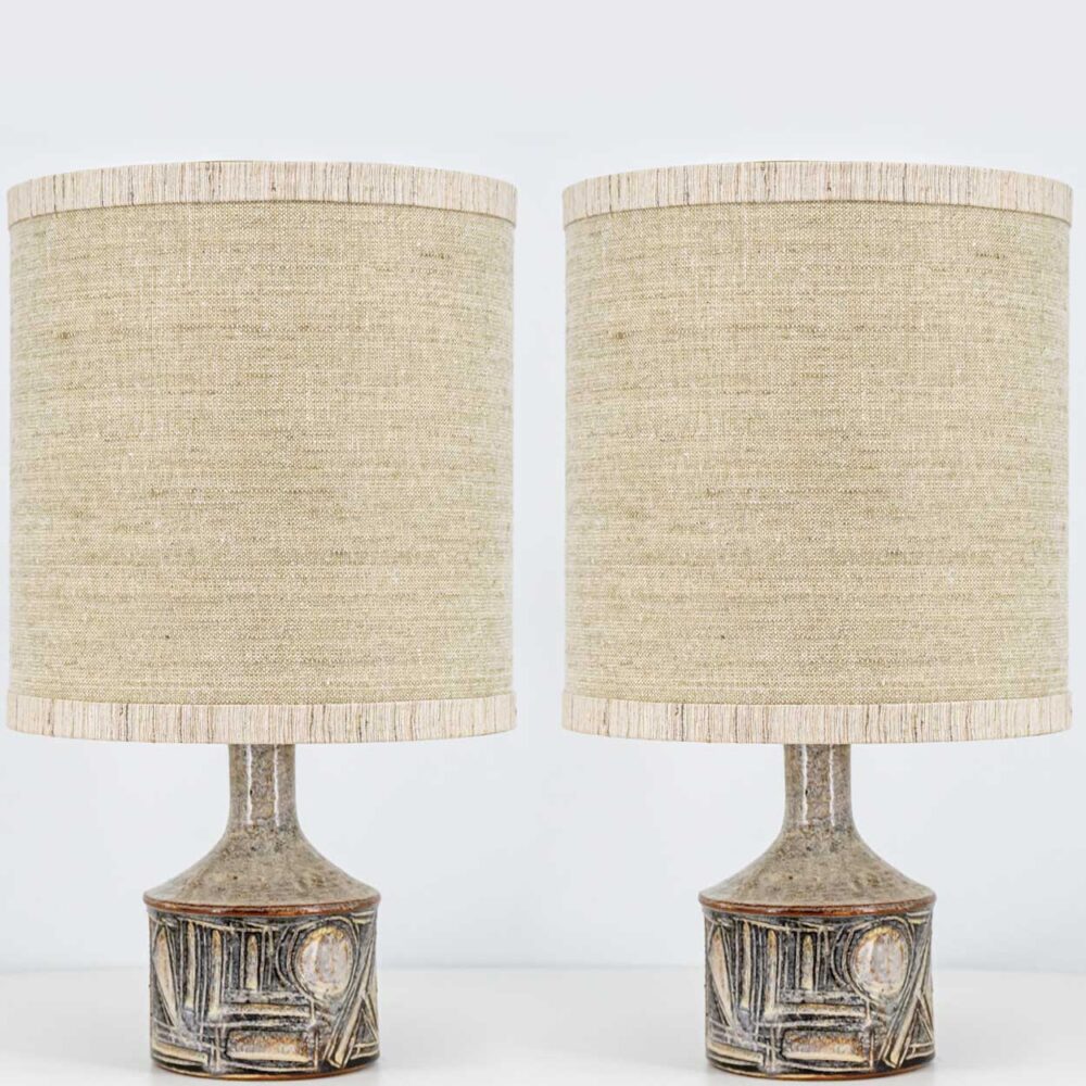 1 of the 2 Axella Ceramic Brown Lamps by Jette Helleroe, Denmark 1970