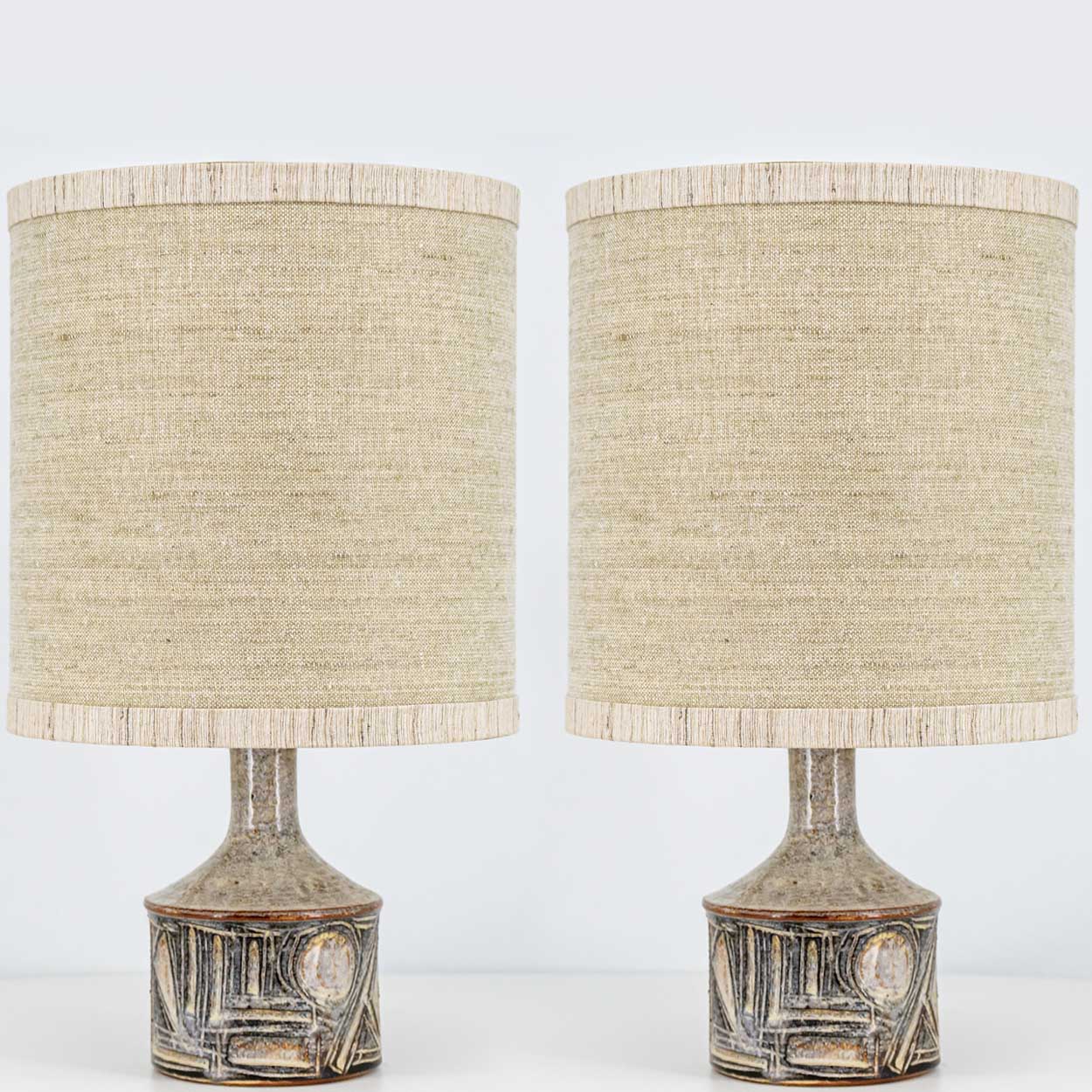 1 of the 2 Axella Ceramic Brown Lamps by Jette Helleroe, Denmark 1970