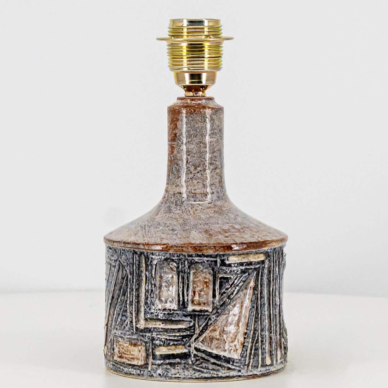 1 of the 2 Axella Ceramic Brown Lamps by Jette Helleroe, Denmark 1970