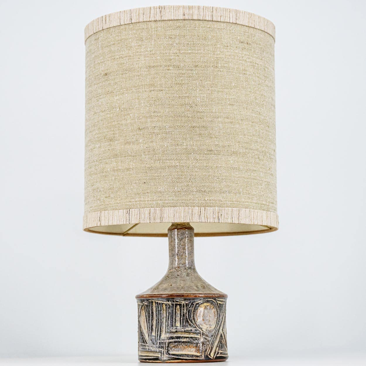 1 of the 2 Axella Ceramic Brown Lamps by Jette Helleroe, Denmark 1970