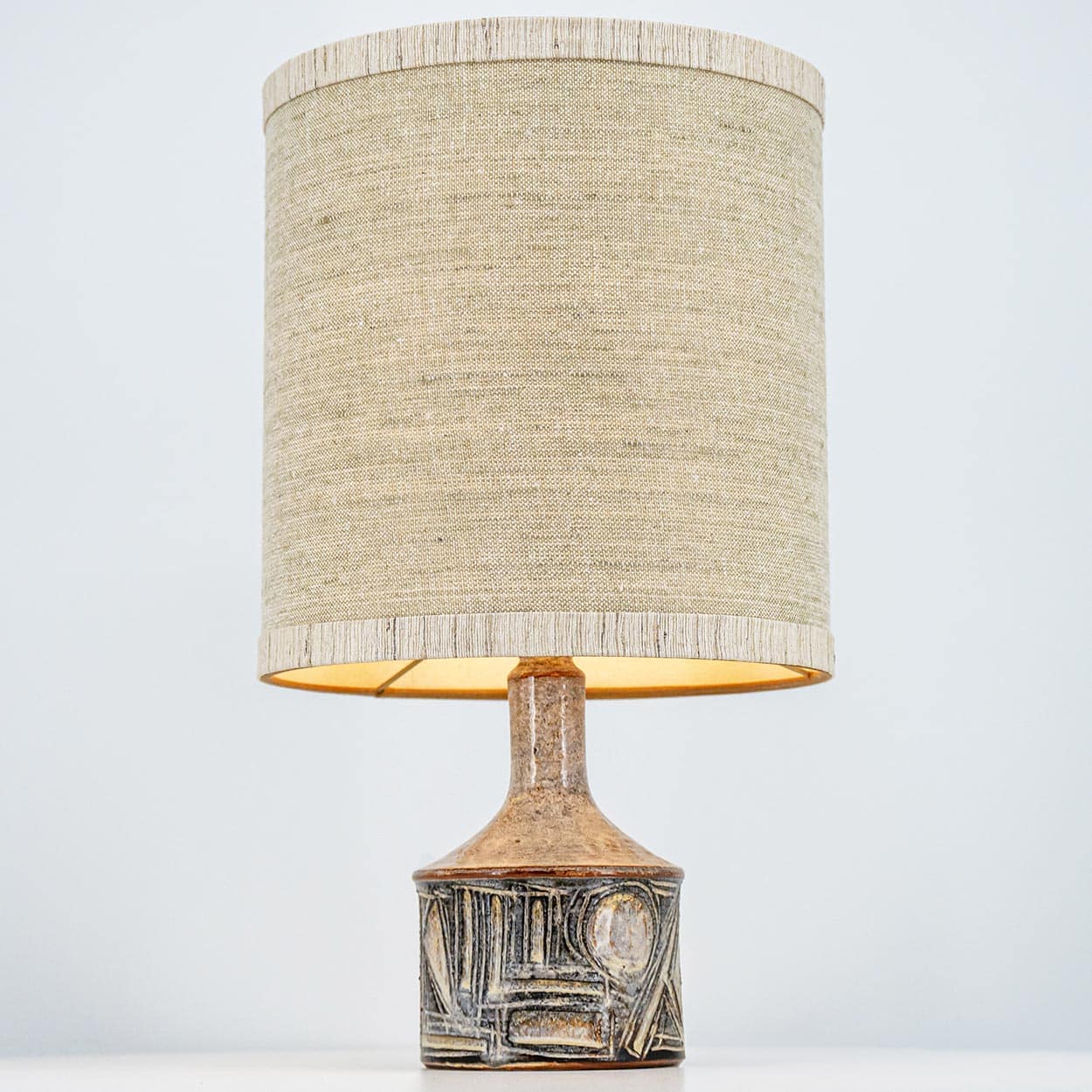 1 of the 2 Axella Ceramic Brown Lamps by Jette Helleroe, Denmark 1970