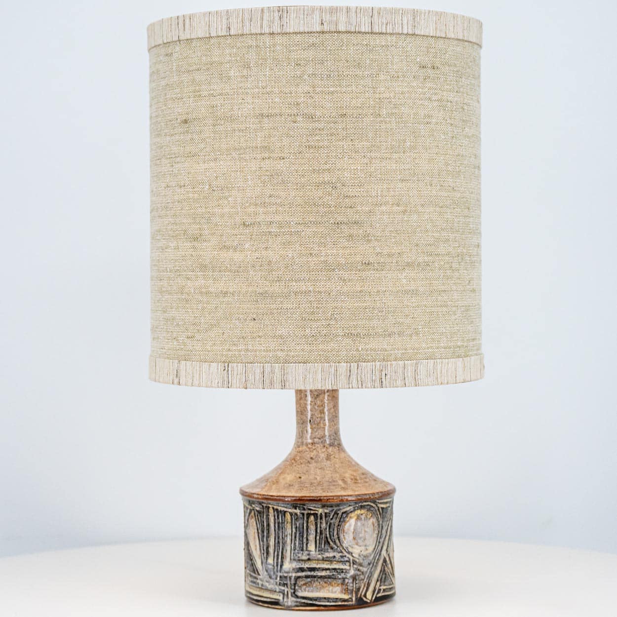 1 of the 2 Axella Ceramic Brown Lamps by Jette Helleroe, Denmark 1970