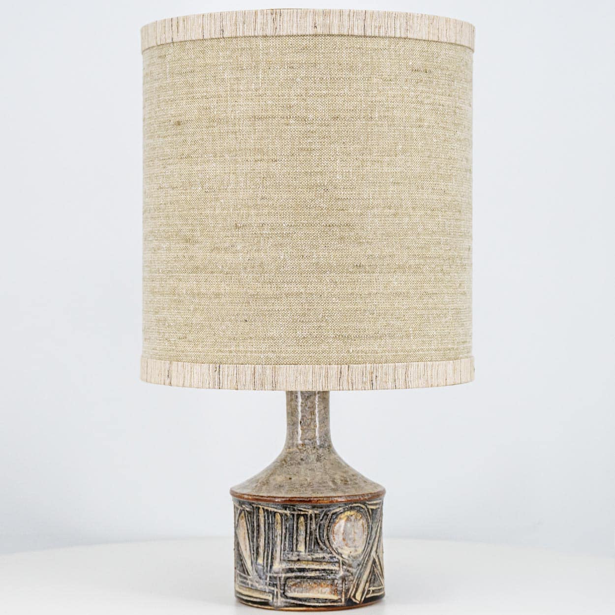 1 of the 2 Axella Ceramic Brown Lamps by Jette Helleroe, Denmark 1970