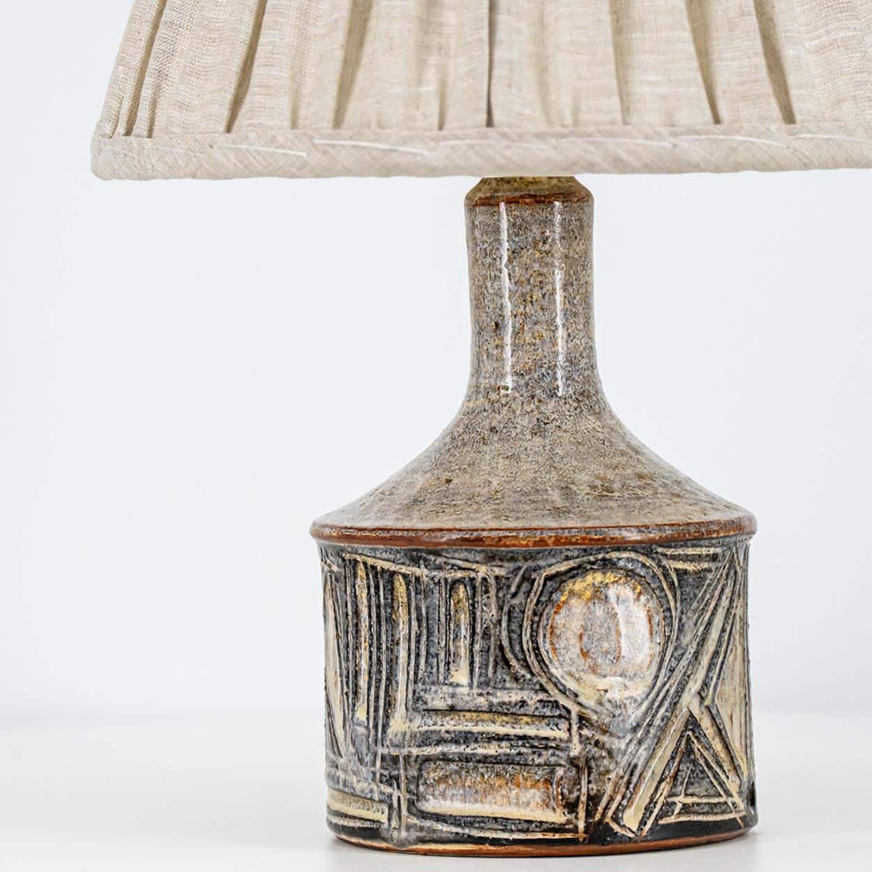 1 of the 2 Axella Ceramic Beige Brown Lamp by Jette Helleroe, Denmark 1970