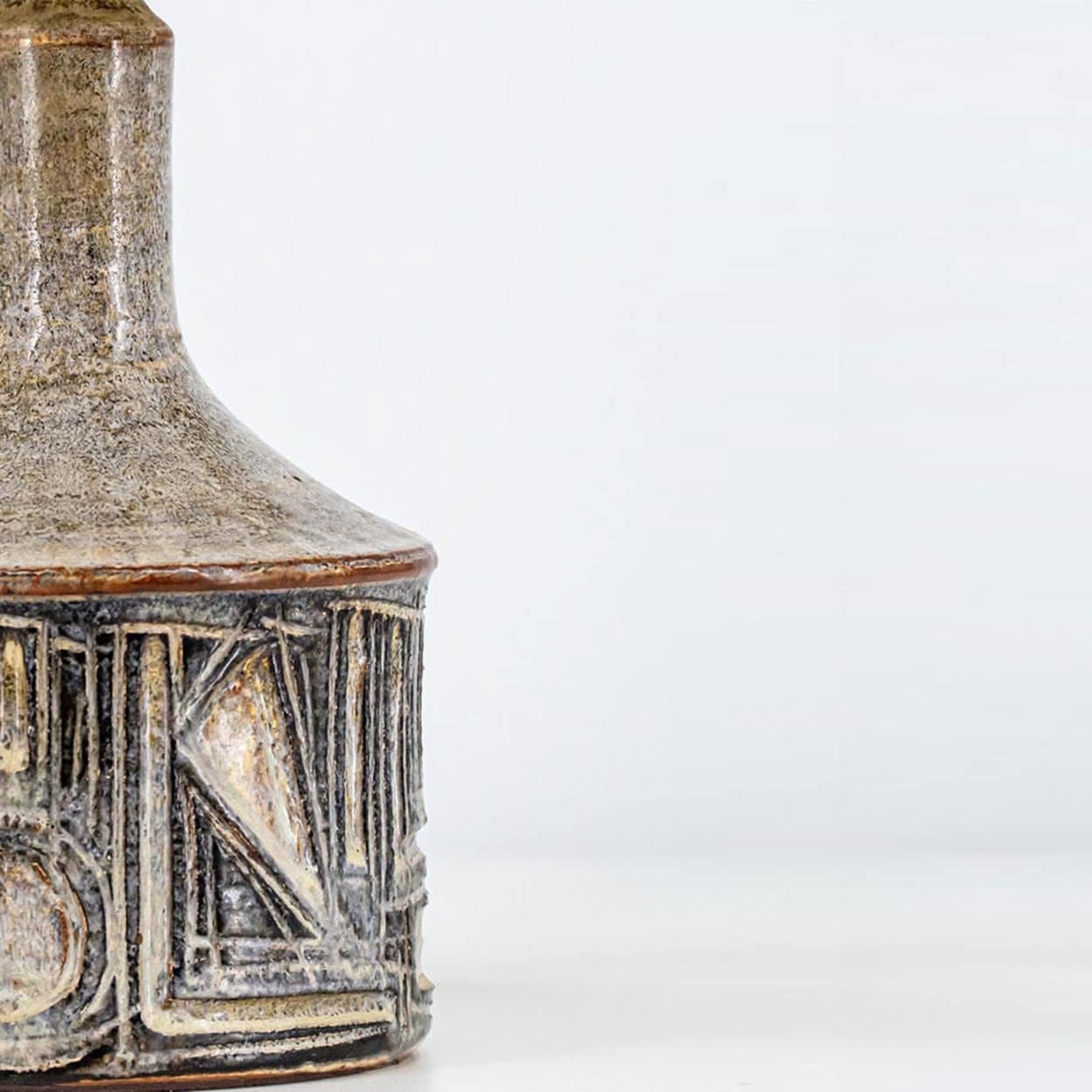 1 of the 2 Axella Ceramic Beige Brown Lamp by Jette Helleroe, Denmark 1970