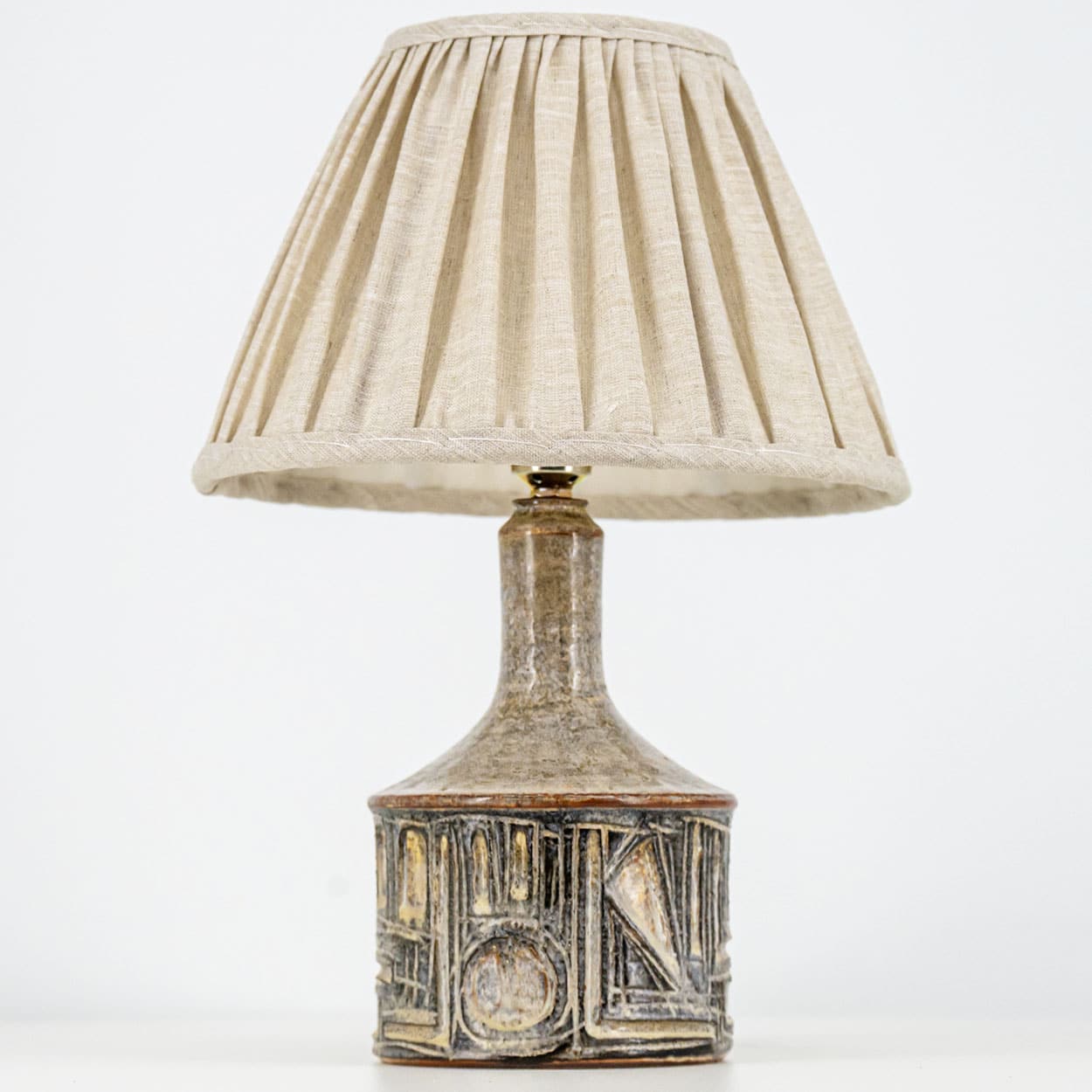 1 of the 2 Axella Ceramic Beige Brown Lamp by Jette Helleroe, Denmark 1970