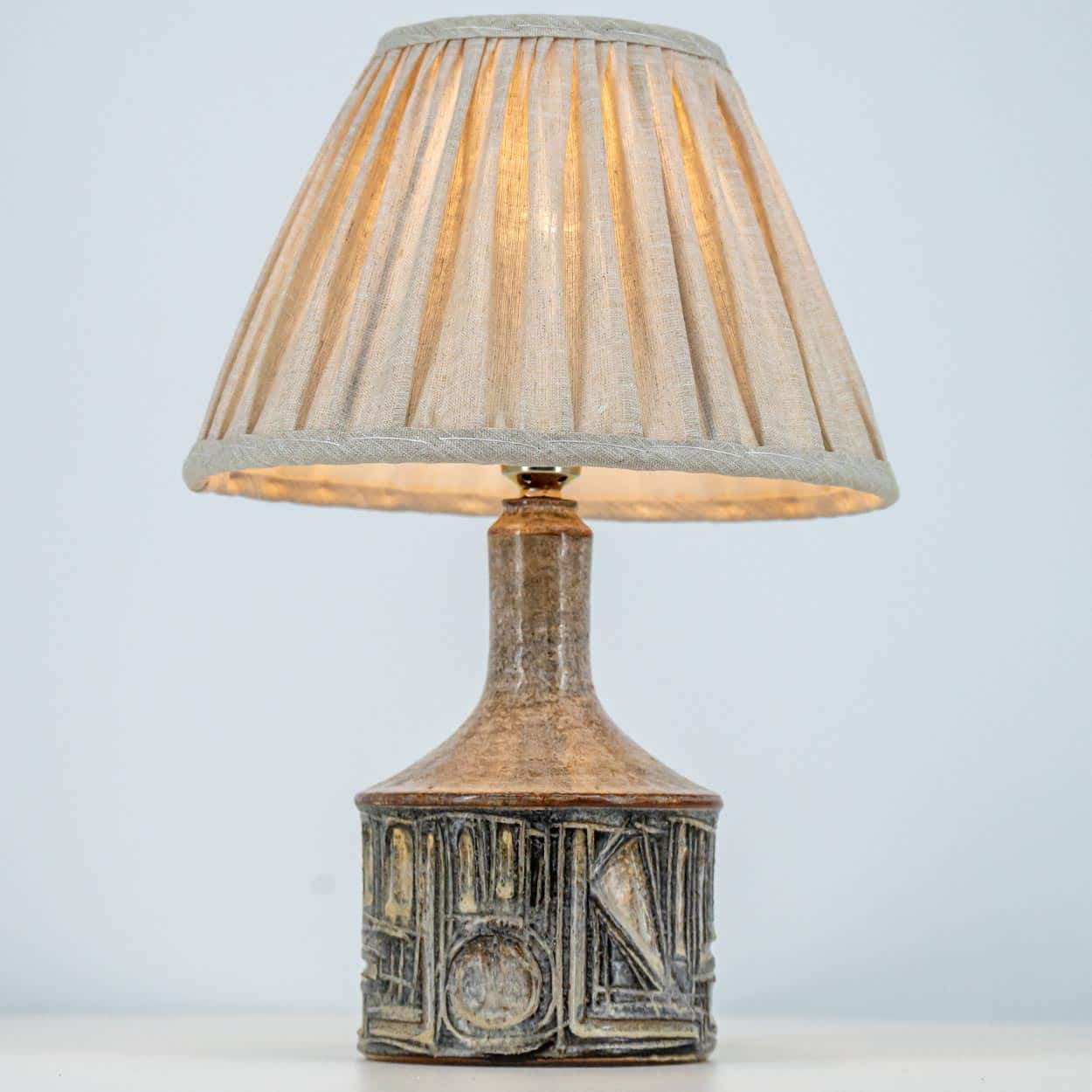1 of the 2 Axella Ceramic Beige Brown Lamp by Jette Helleroe, Denmark 1970