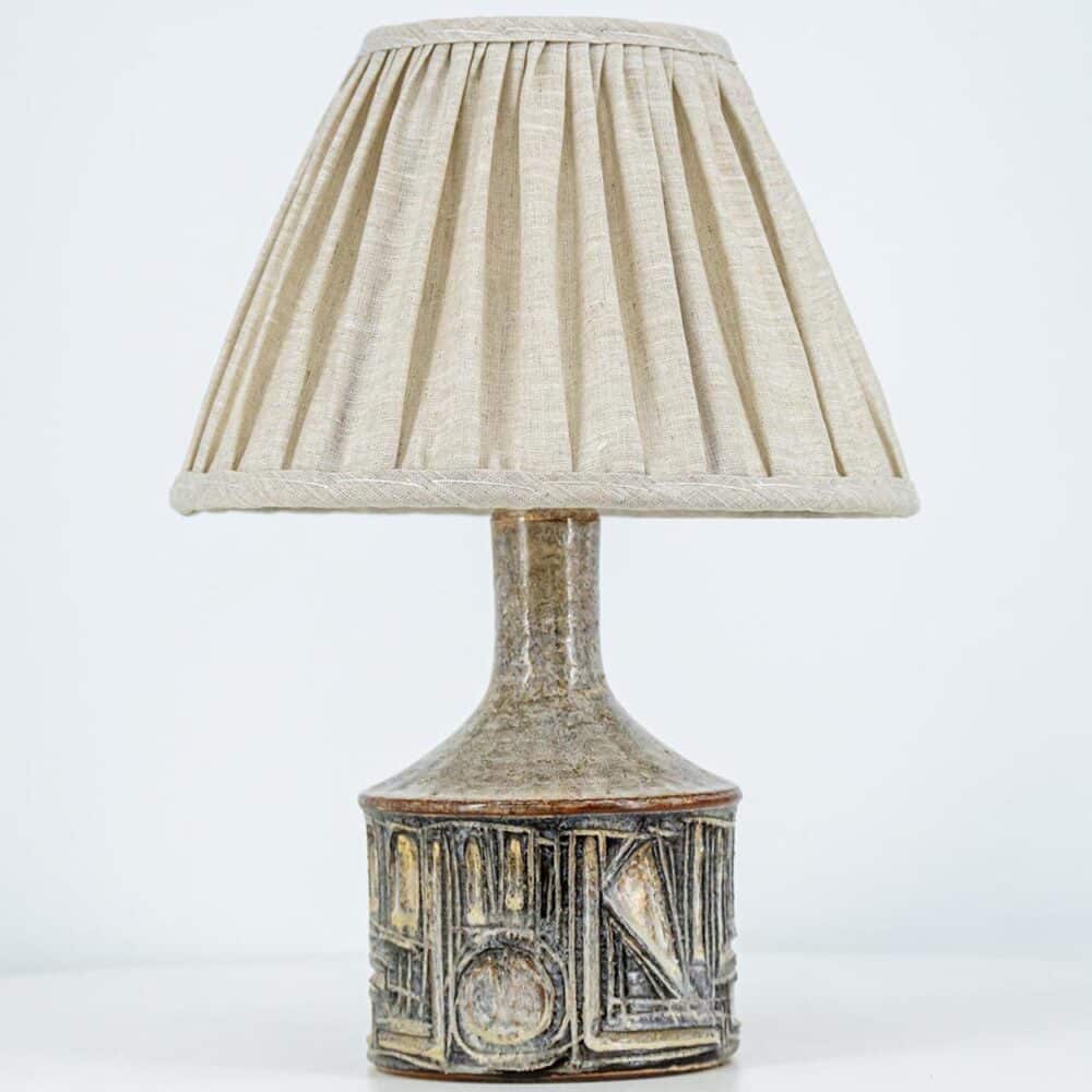 1 of the 2 Axella Ceramic Beige Brown Lamp by Jette Helleroe, Denmark 1970