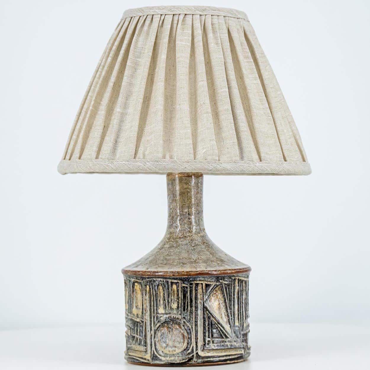 1 of the 2 Axella Ceramic Beige Brown Lamp by Jette Helleroe, Denmark 1970
