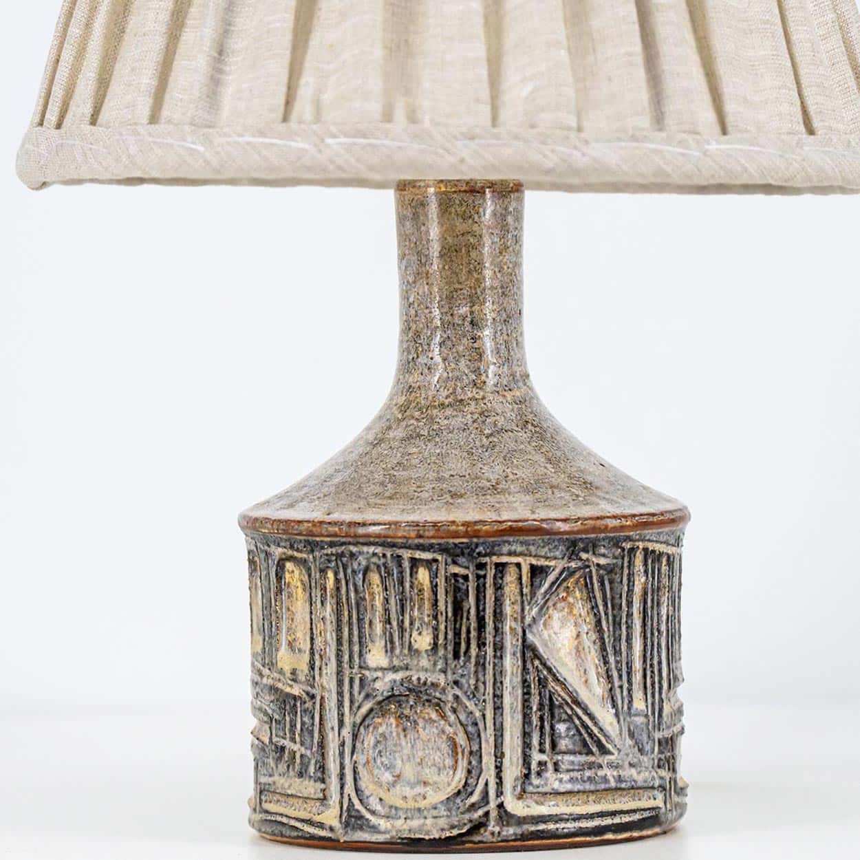 1 of the 2 Axella Ceramic Beige Brown Lamp by Jette Helleroe, Denmark 1970