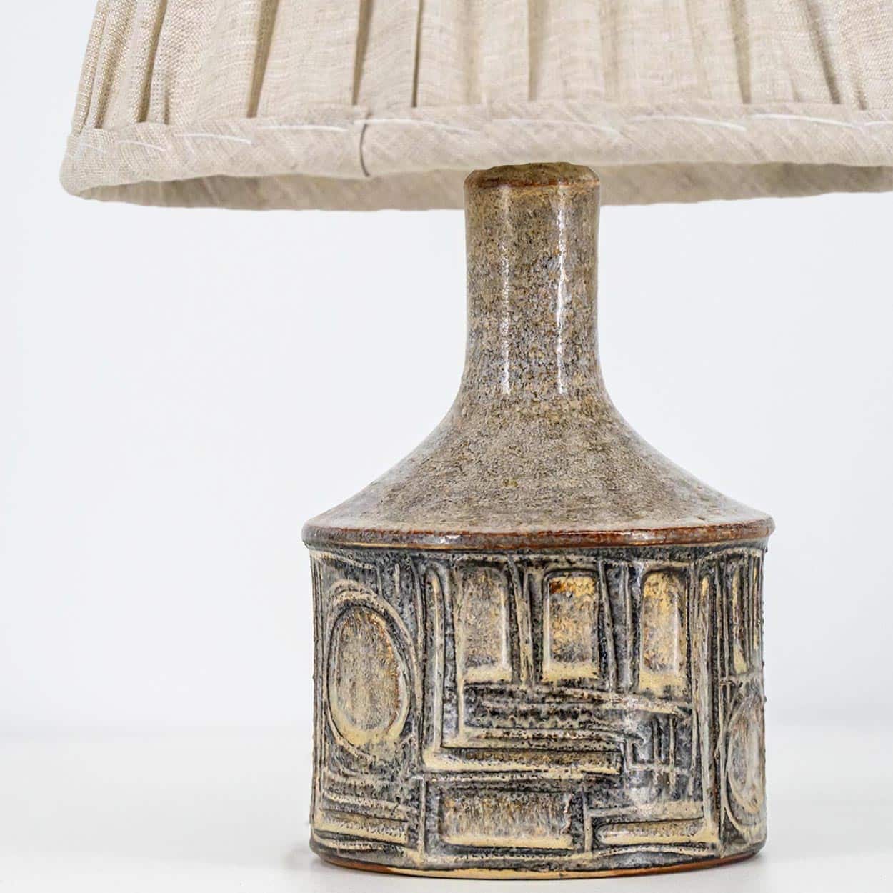 1 of the 2 Axella Ceramic Beige Brown Lamp by Jette Helleroe, Denmark 1970
