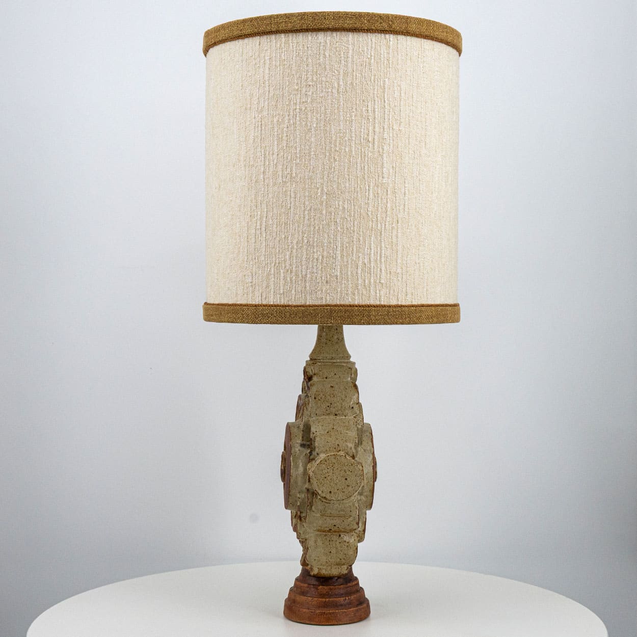 Ceramic Floor/Table Lamp B. Rooke, Beige Custom Made Lampshade by R. Houben