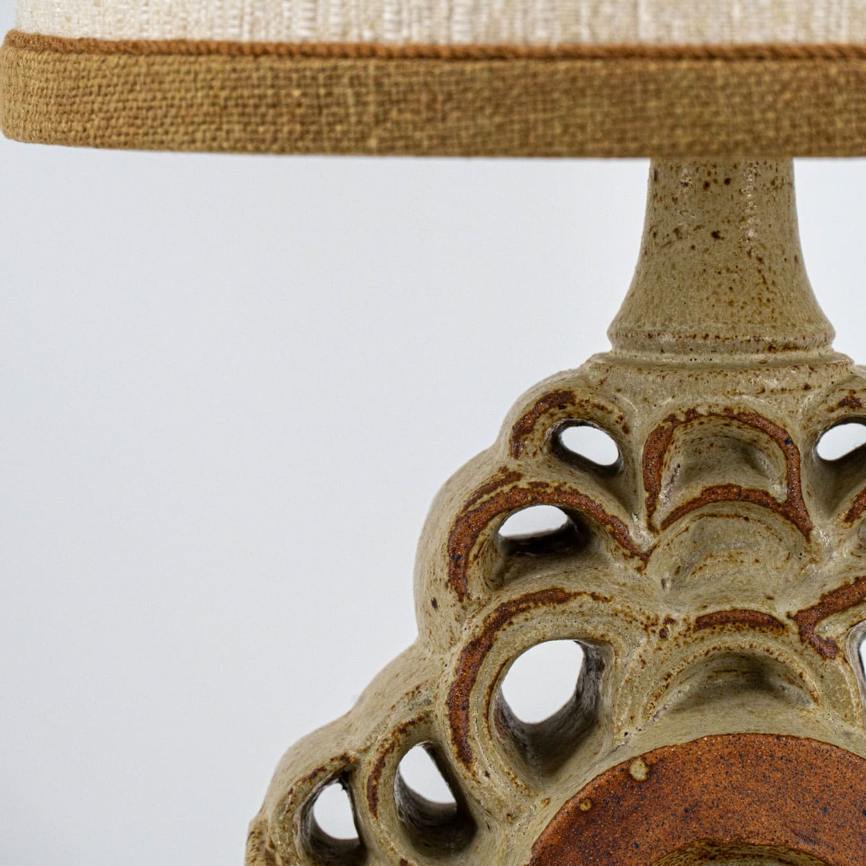 Ceramic Floor/Table Lamp B. Rooke, Beige Custom Made Lampshade by R. Houben