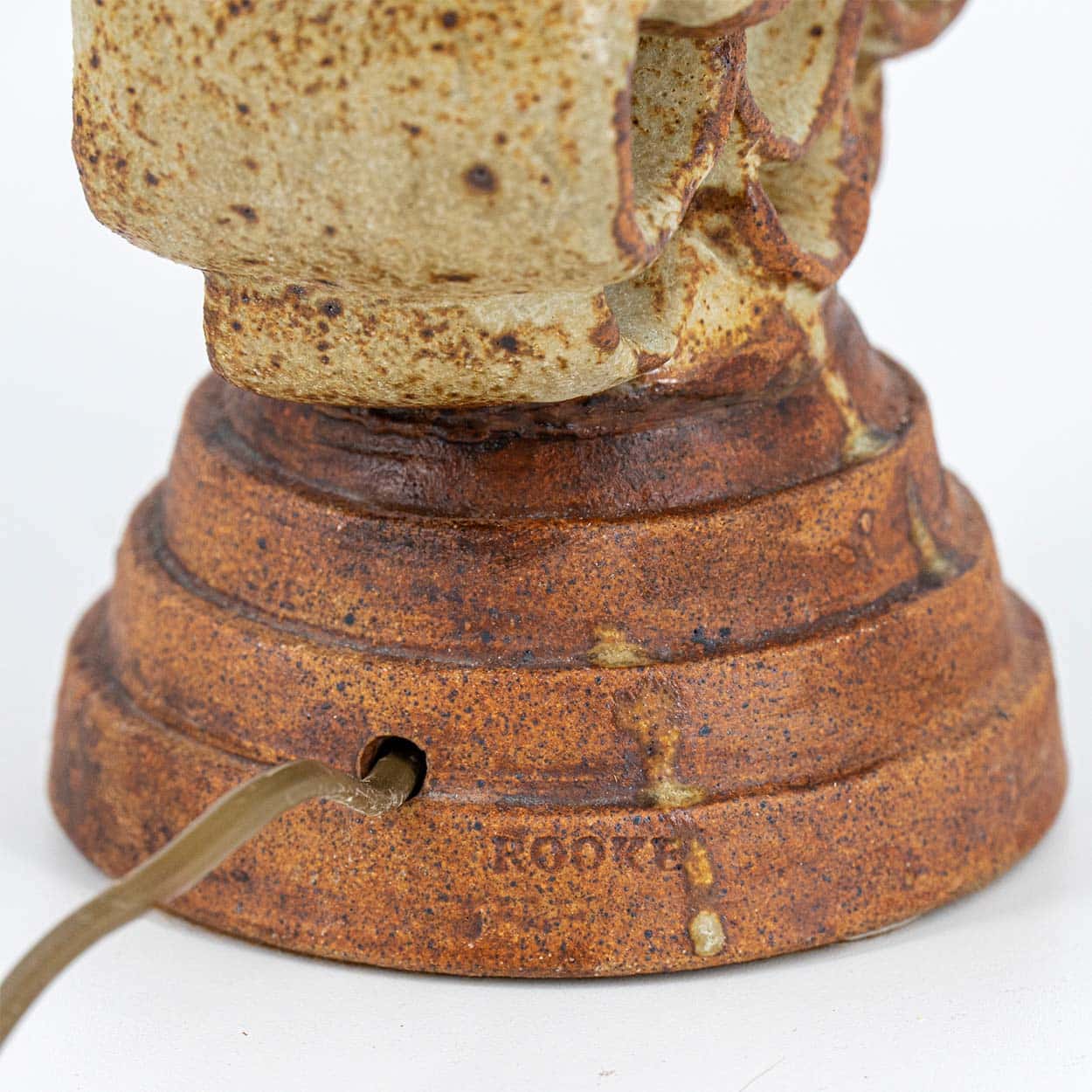 Ceramic Floor/Table Lamp B. Rooke, Beige Custom Made Lampshade by R. Houben