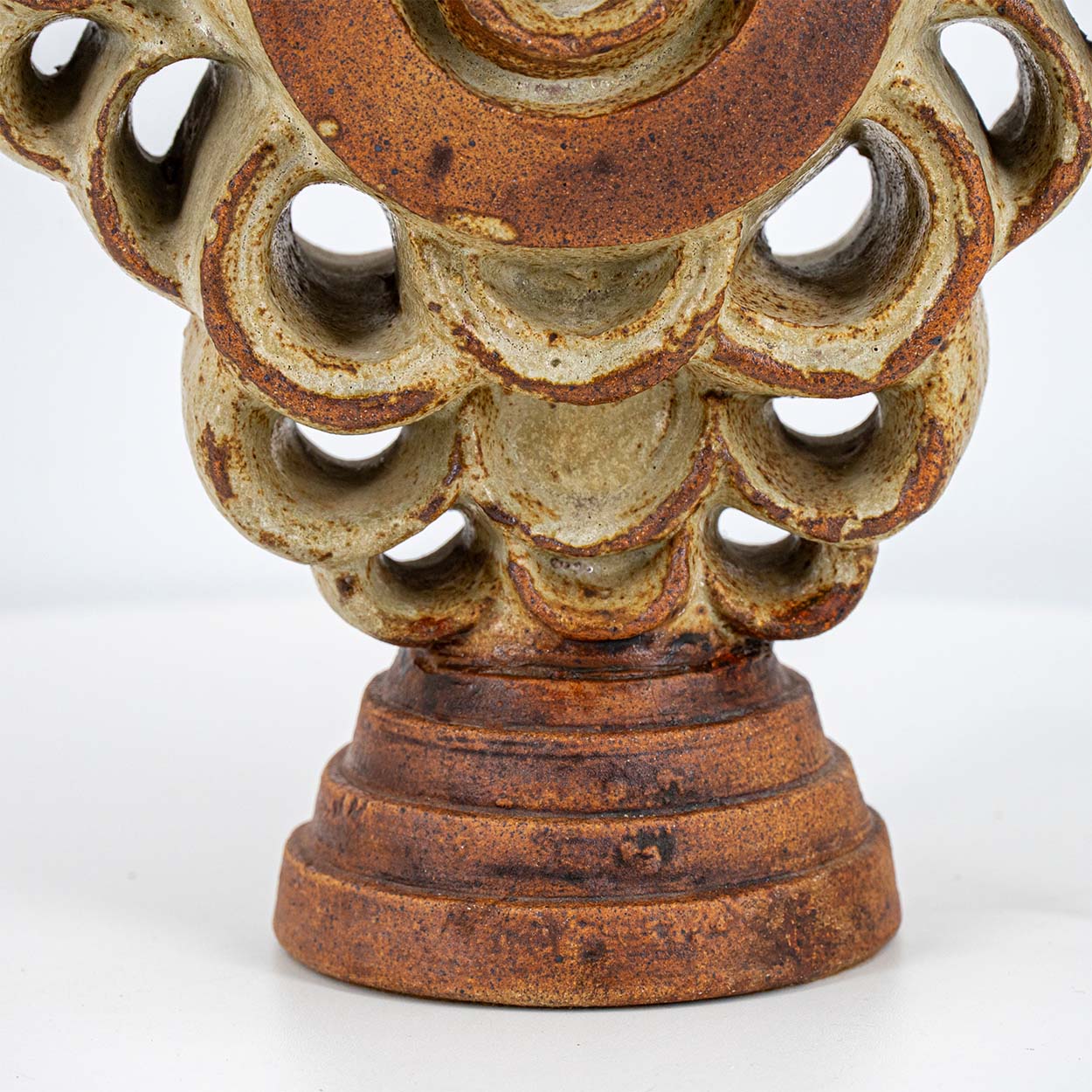 Ceramic Floor/Table Lamp B. Rooke, Ochre Custom Made Lampshade by R. Houben