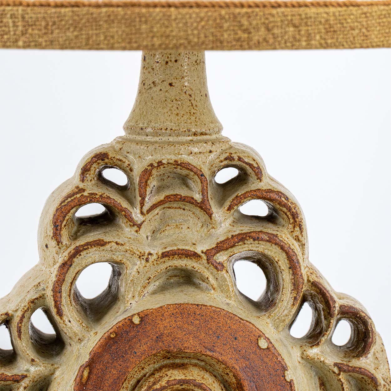Ceramic Floor/Table Lamp B. Rooke, Beige Custom Made Lampshade by R. Houben